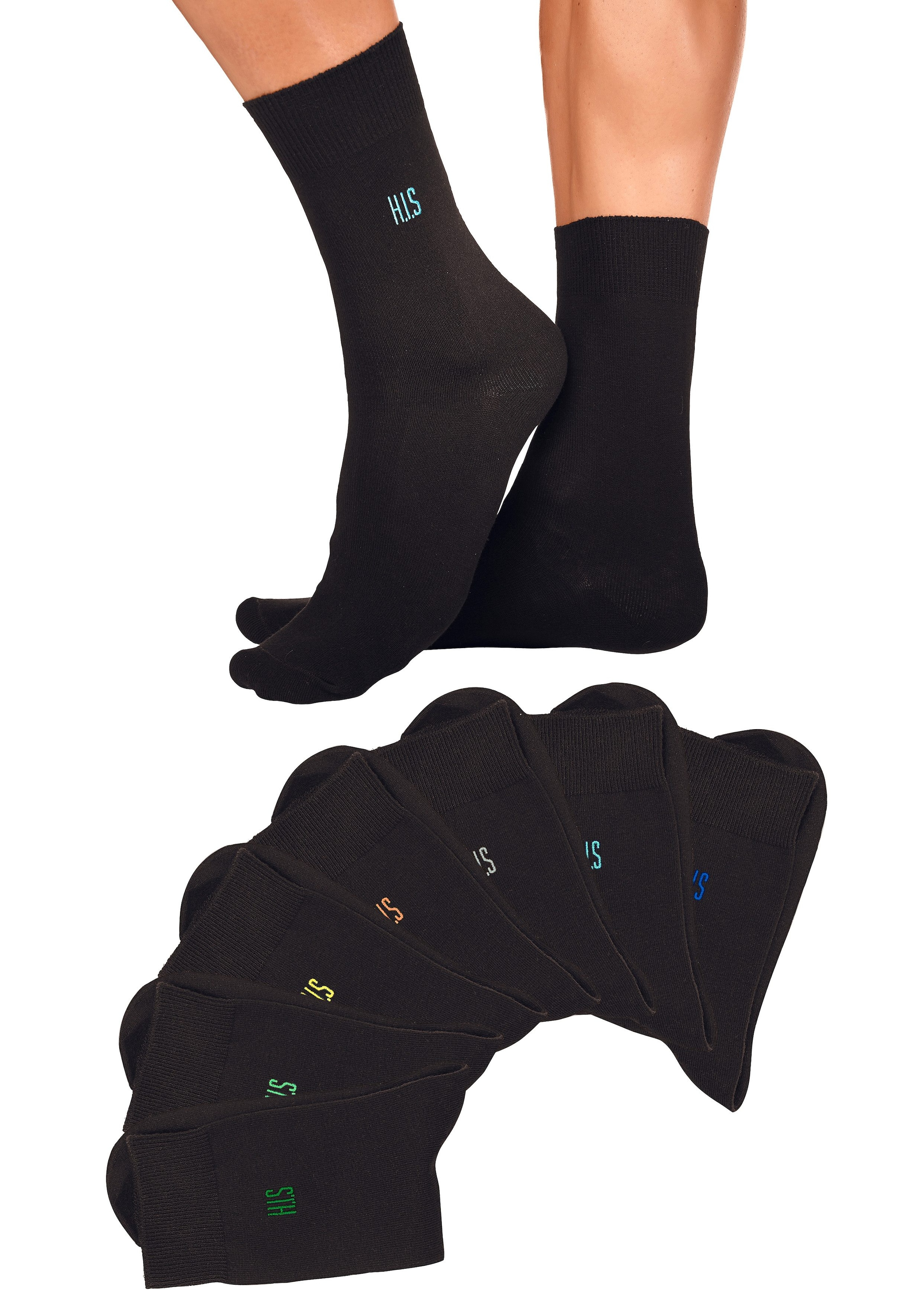 H.I.S Basicsocken, (Packung, 7 Paar), mit Komfortbündchen