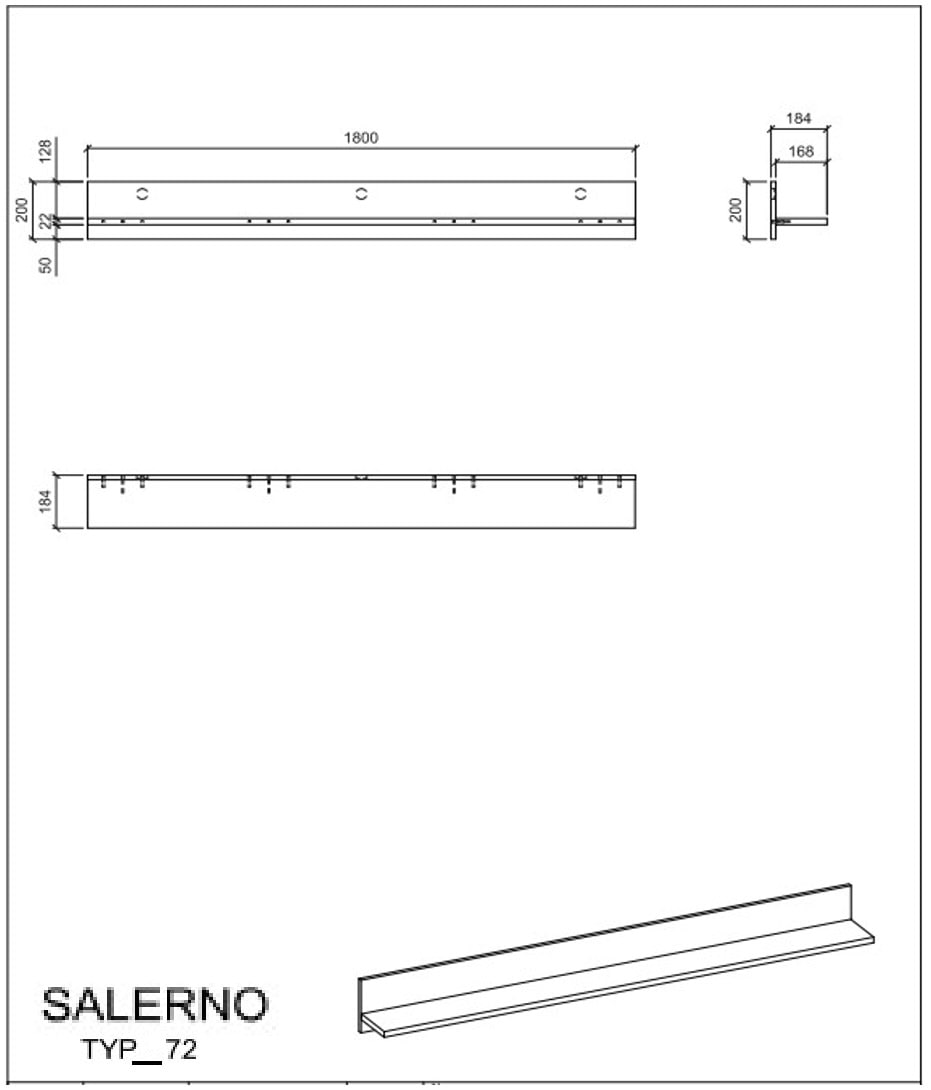 INOSIGN Wandboard »Salerno, modernes Wandregal, Wandhalter mit Ablagefläch, 180 cm breit«, vielseitig einsetzbares Hängeregal, Weiss mit Eiche Evoke Dekor