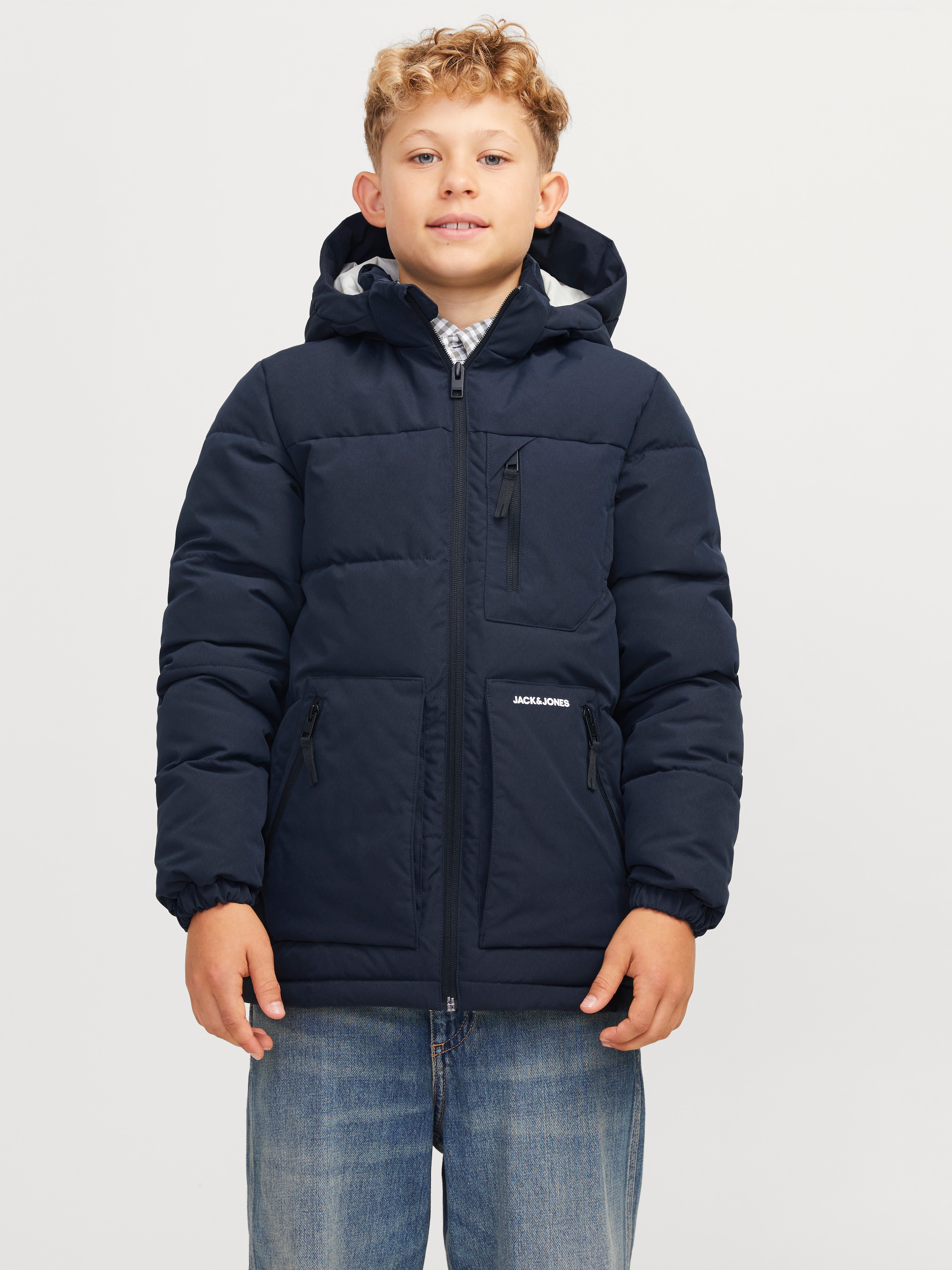 Steppjacke »JJEOTTO PUFFER JACKET SN JNR«, mit Kapuze