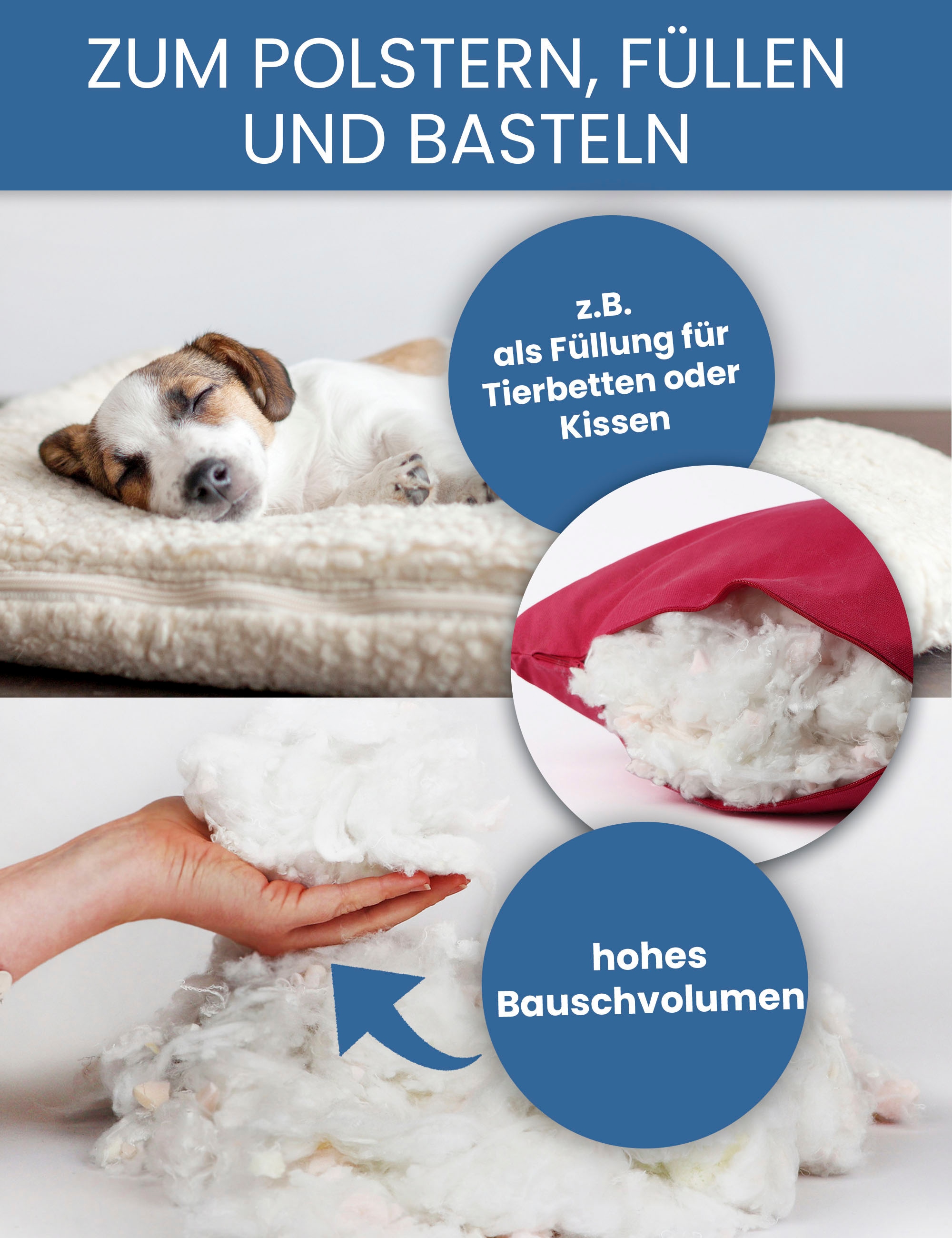 Primaflor-Ideen in Textil Kissenfüllung »Polyesterfasergemisch, 1kg«, Füllmaterial für Kissen, ideal als Bastelmaterial, waschbar