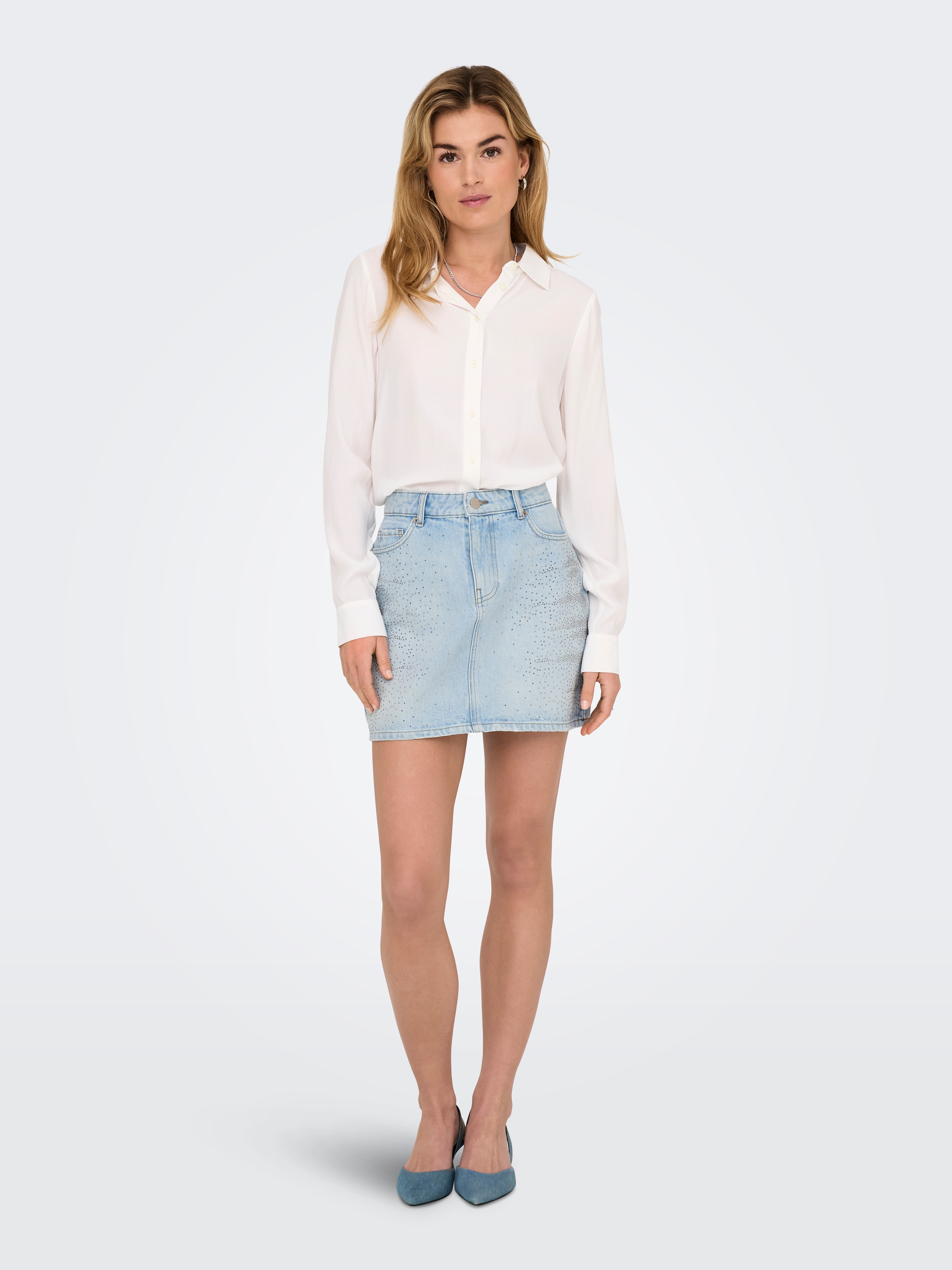 ONLY Jeansrock »ONLSTELLA RHINESTONE SHORT SKIRT DNM AZG«, mit Strasssteinen