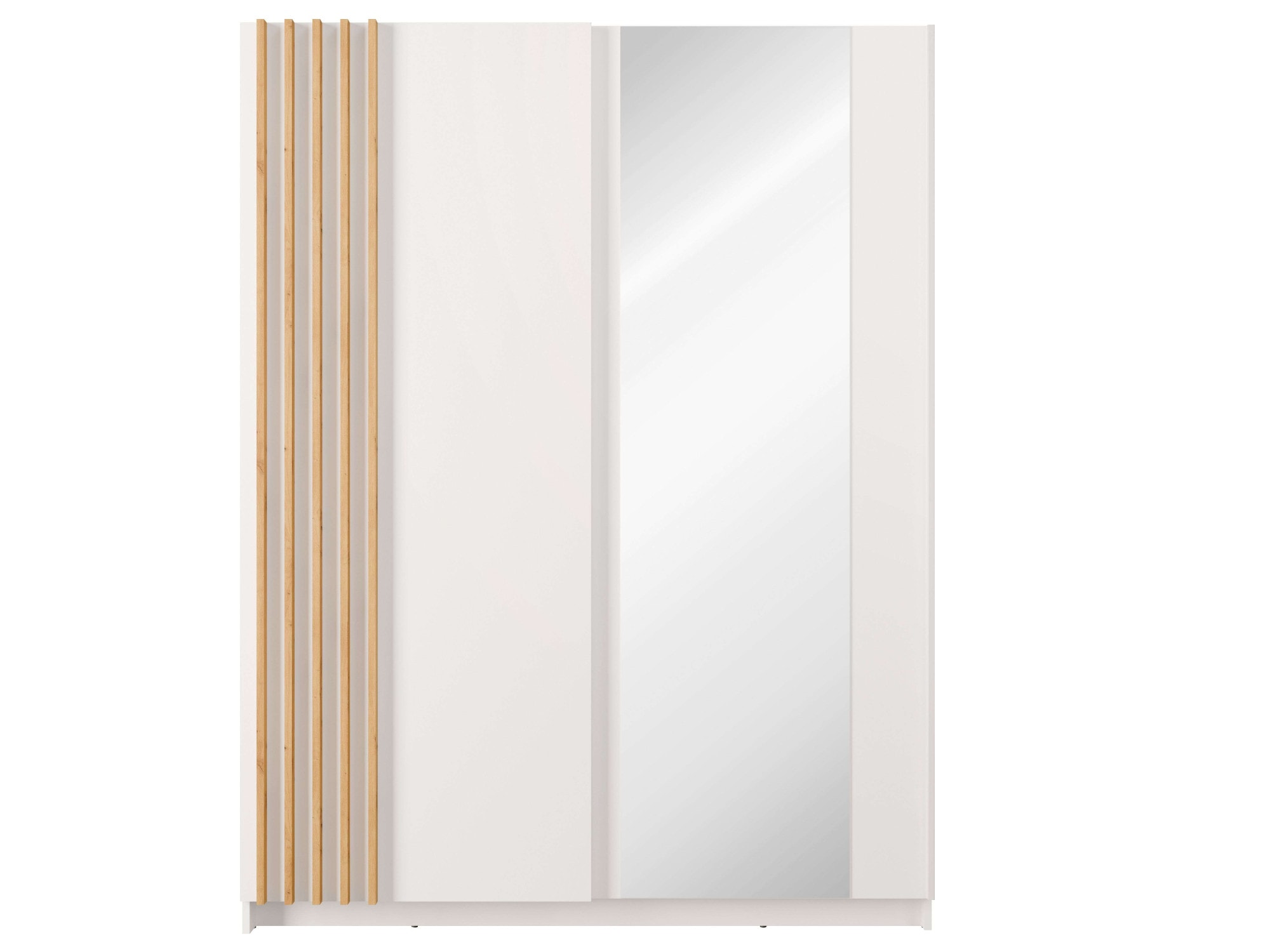 Home affaire Kleiderschrank »Kleiderschrank Charisy mit Spiegel, 4 Einlegeböden und Kleiderstange«, Garderobe mit 2 Schwebetüren und Lamellen, B/H/T 150/198,5/62 cm