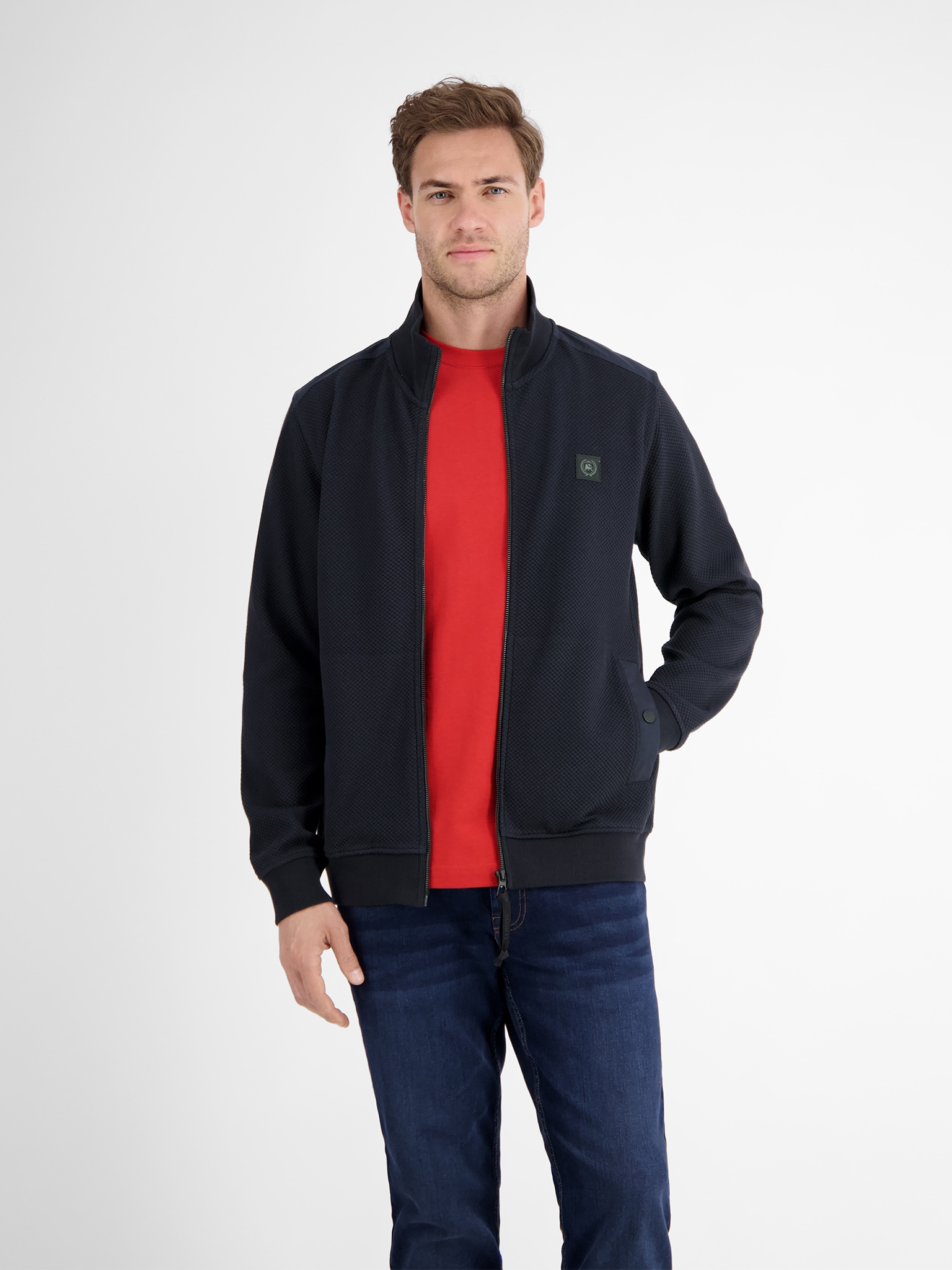 LERROS Sweatjacke mit Stehkragen und Reissverschluss