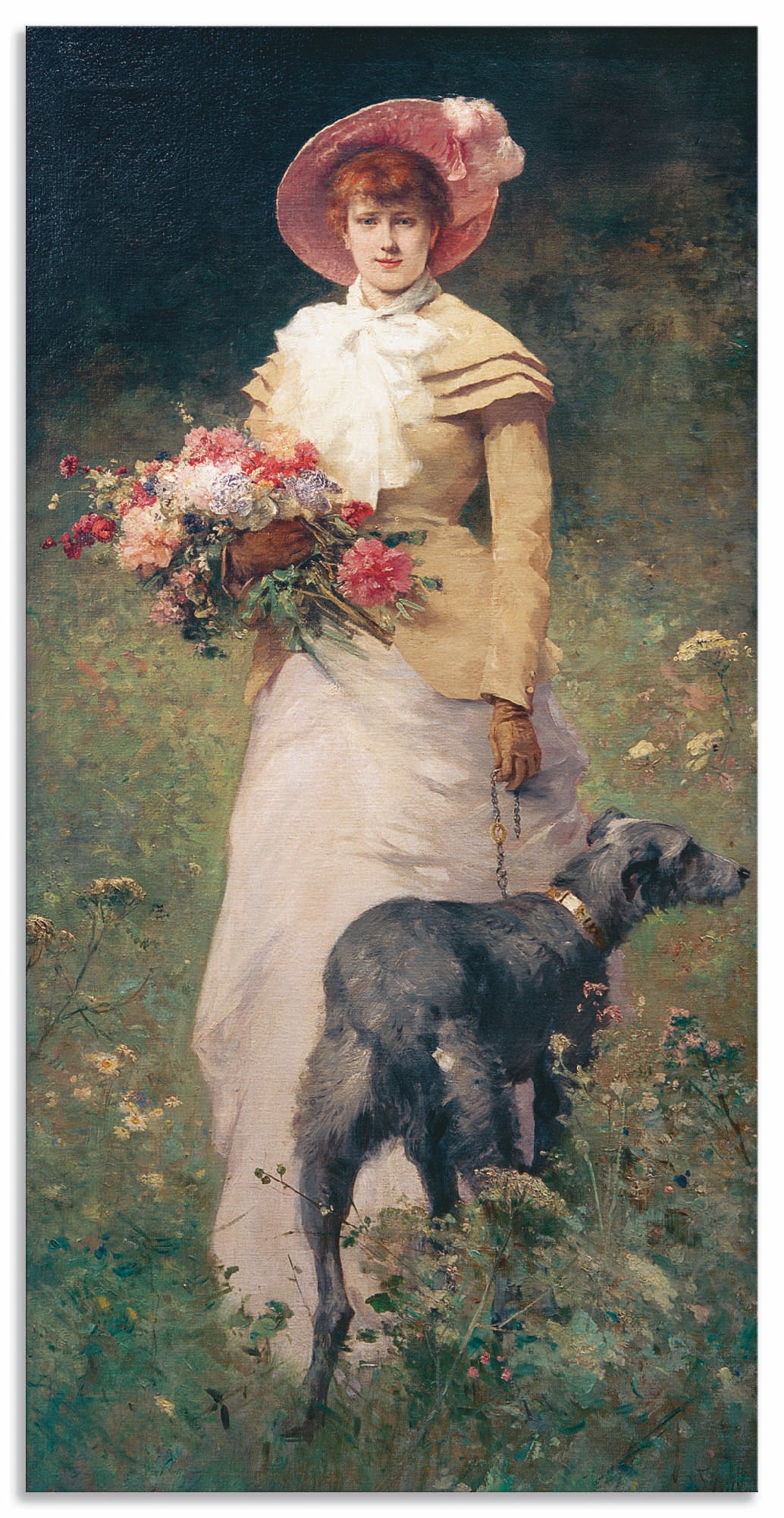 Artland Alu-Dibond-Druck "Frau mit Hund" Portrait 1 Stk. tlg. für Innen- und Aussenbereich geeignet, Outdoorbild