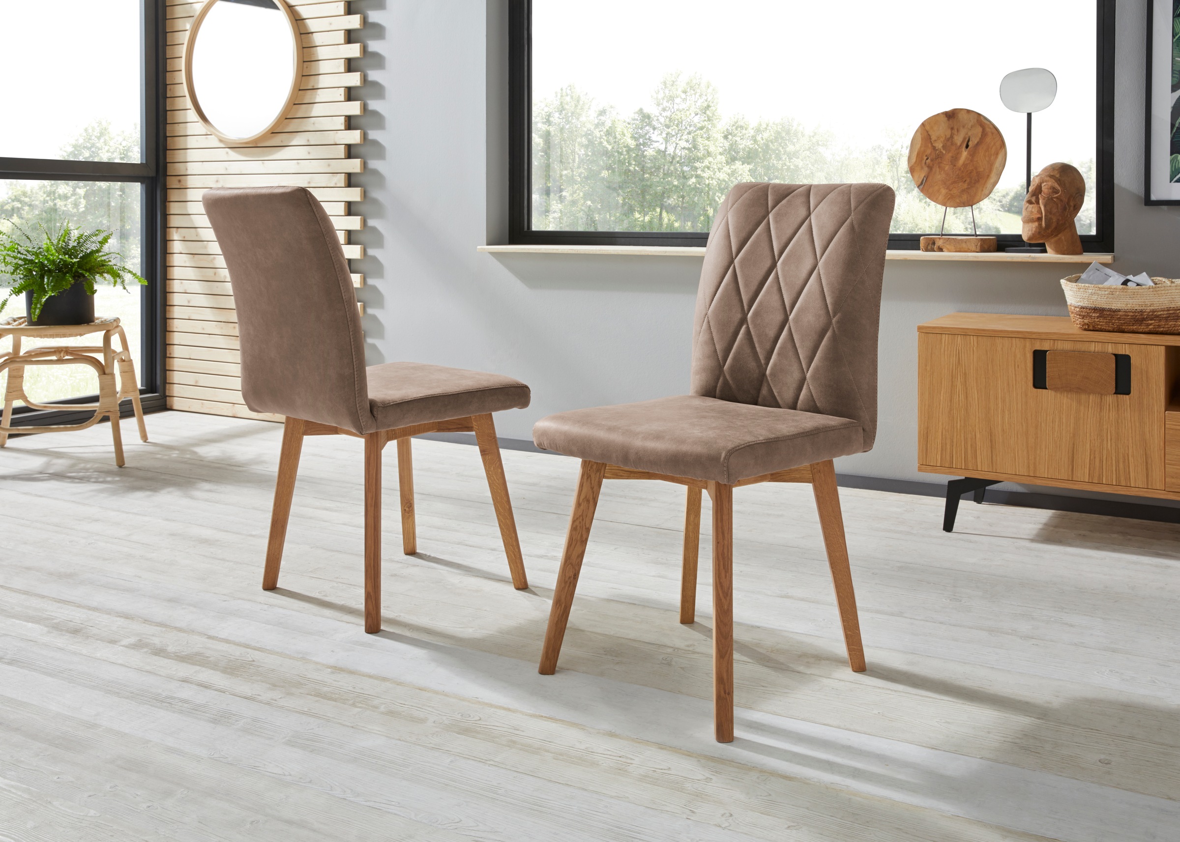 OTTO home Esszimmerstuhl "Brest" (Set) 2 Stk.Gestell aus Eiche Massivholz geölt