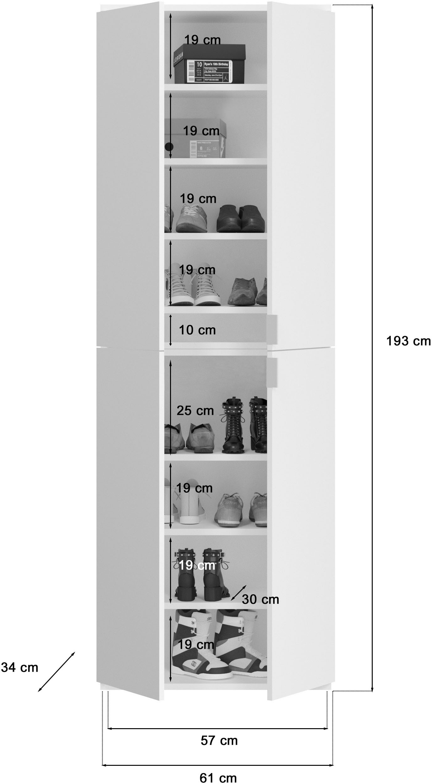 INOSIGN Garderoben-Set »Trondheim, Breite 273 cm, 6-teilig, bestehend aus:«, (Set, 5 St.), 3x Garderobenschrank, 1 Kommode, 1 Garderobenstange, 1 Ablageboden