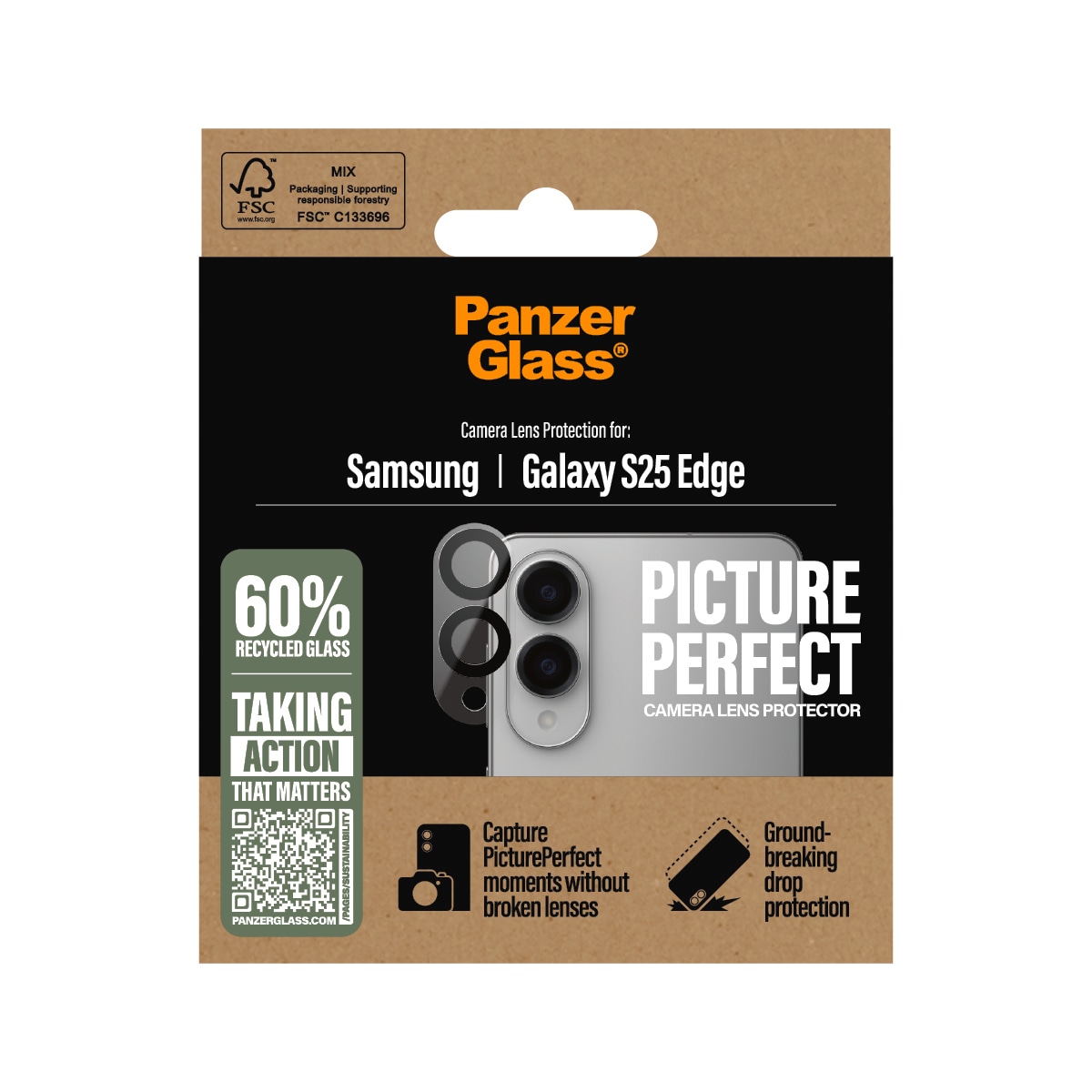 CARE by PanzerGlass Kameraschutzglas »Camera Lens Protector«, für Samsung Galaxy S25 Edge, Kamerschutz, Lens Protector, Schutzglas, kratz- & stossfest