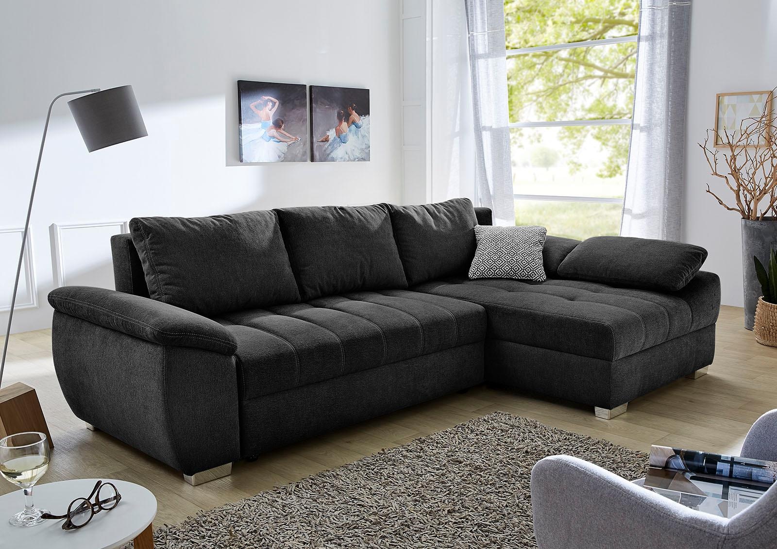 Jockenhöfer Gruppe Ecksofa "Alster L-Form, B: 268 cm" mit Bettfunktion, Bettkasten & Zierkissen