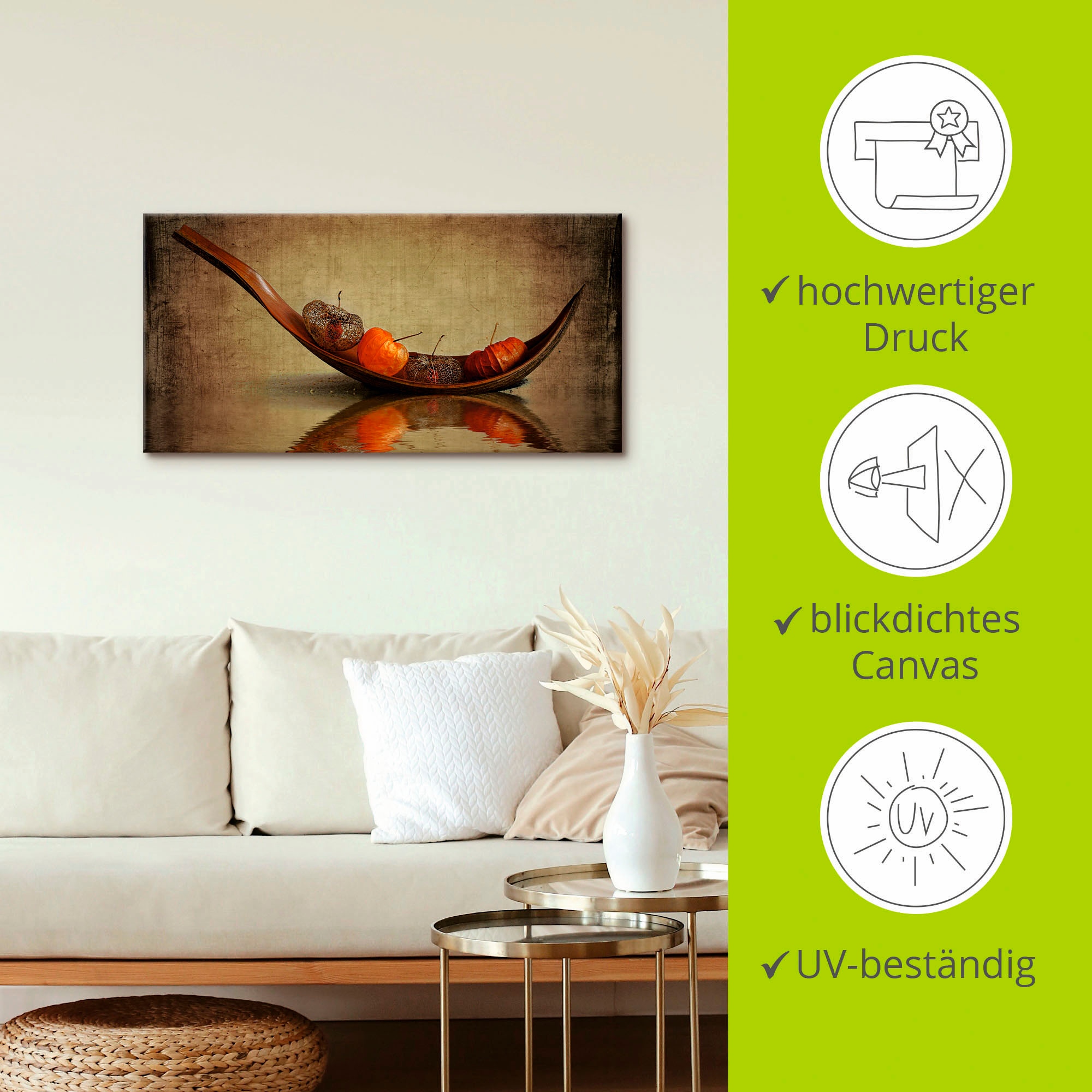 Artland Wandbild »Lampionschiffchen«, Arrangements, (1 St.), als Leinwandbild, Wandaufkleber in verschied. Grössen