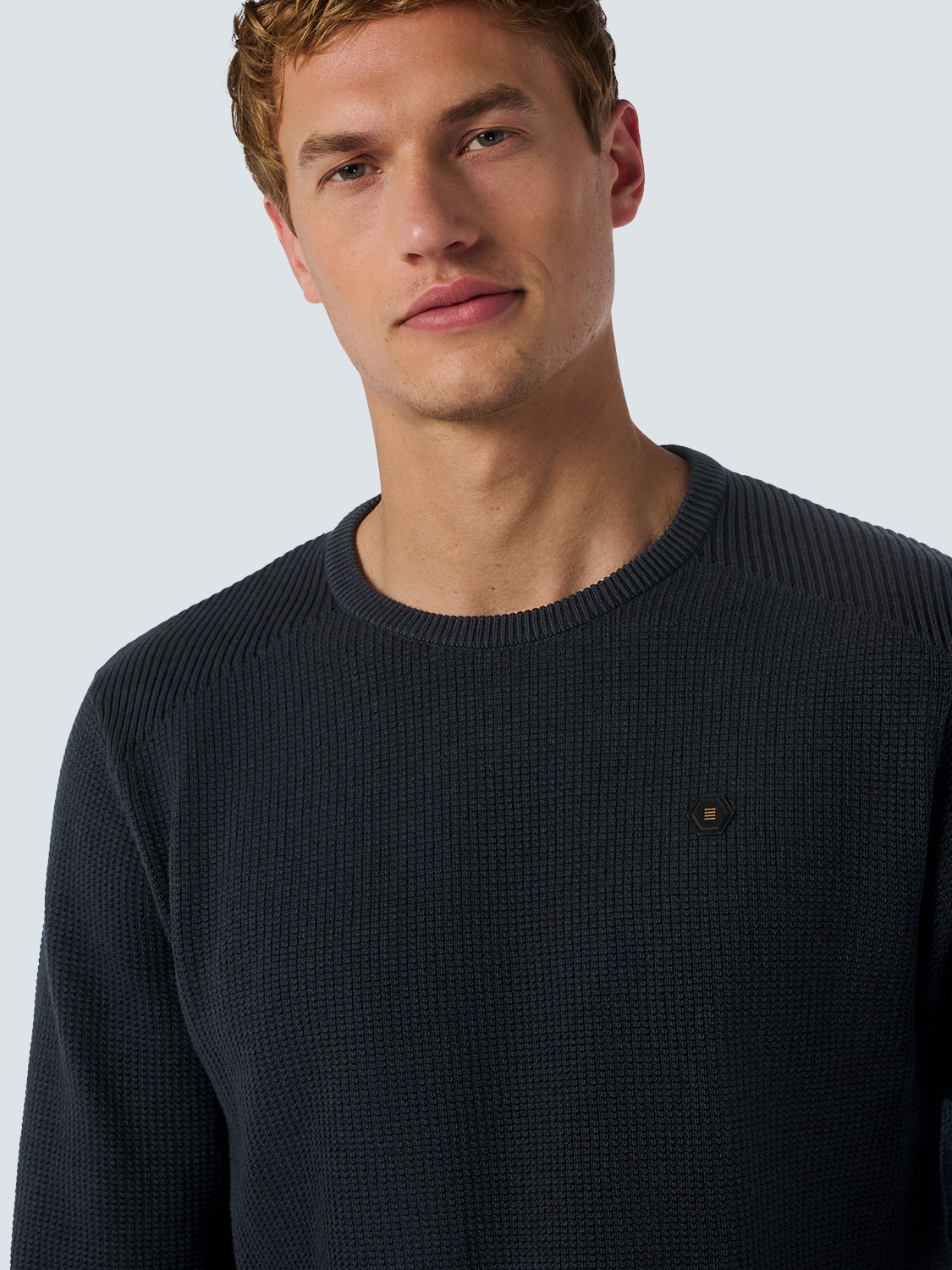 NO EXCESS Rundhalspullover, mit Jacquard Optik