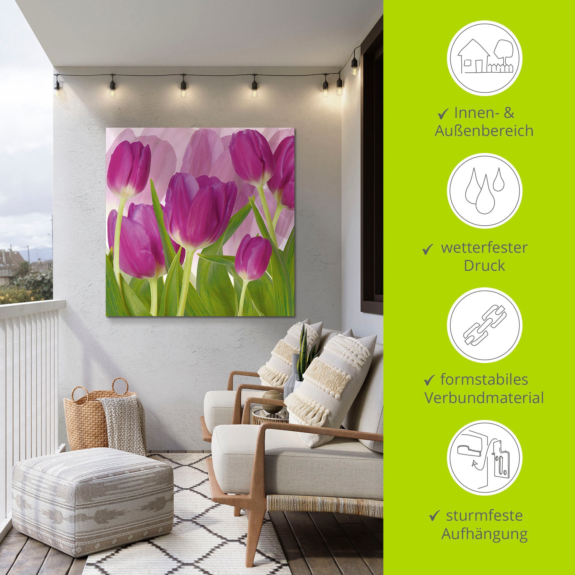 Artland Wandbild »Tulpenfeld lila«, Blumen, (1 St.), als Alubild, Outdoorbild, Leinwandbild in verschied. Grössen