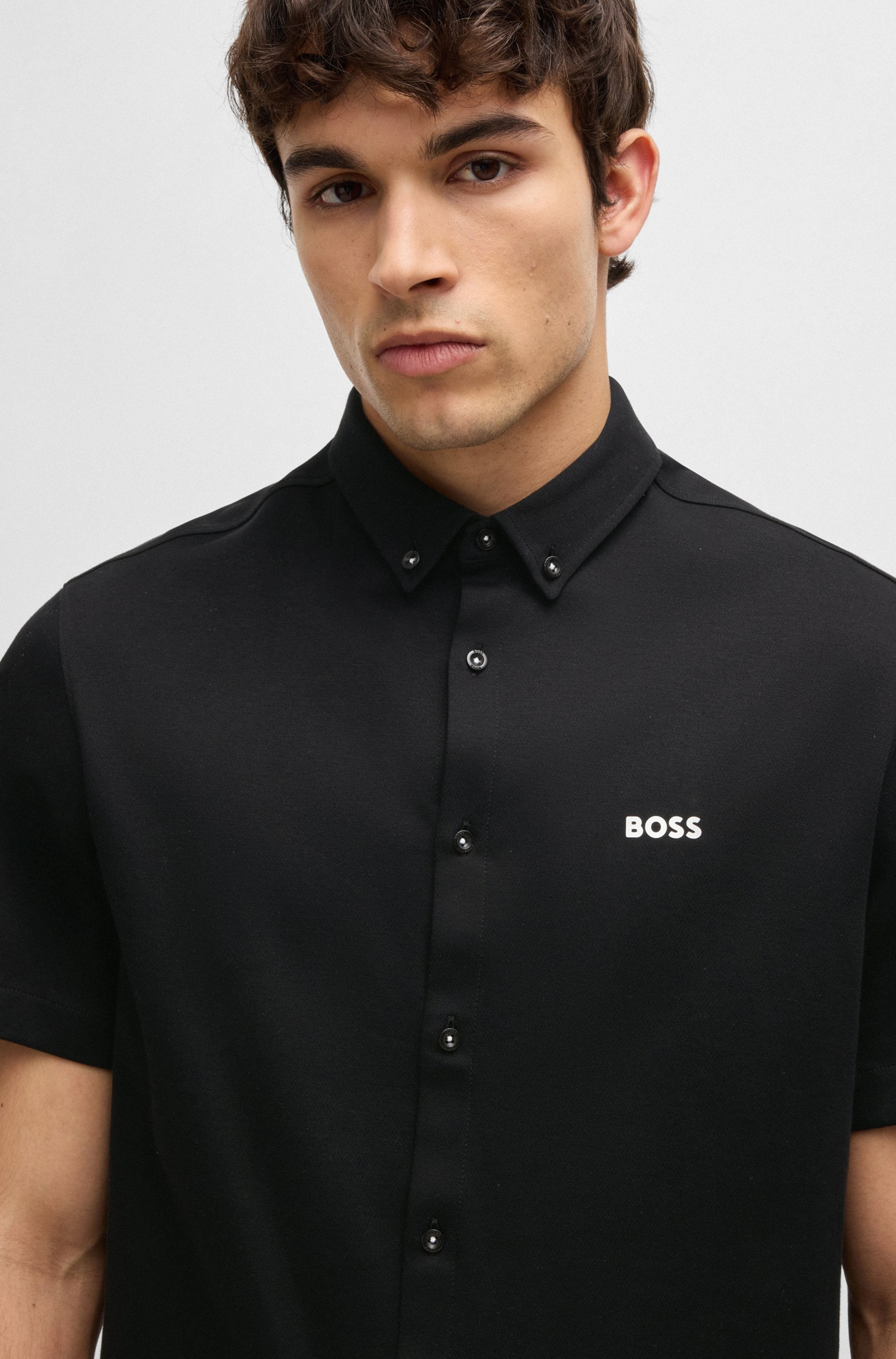 BOSS GREEN Kurzarmhemd »B_MOTION_S«, mit Logoschriftzug auf der Brust