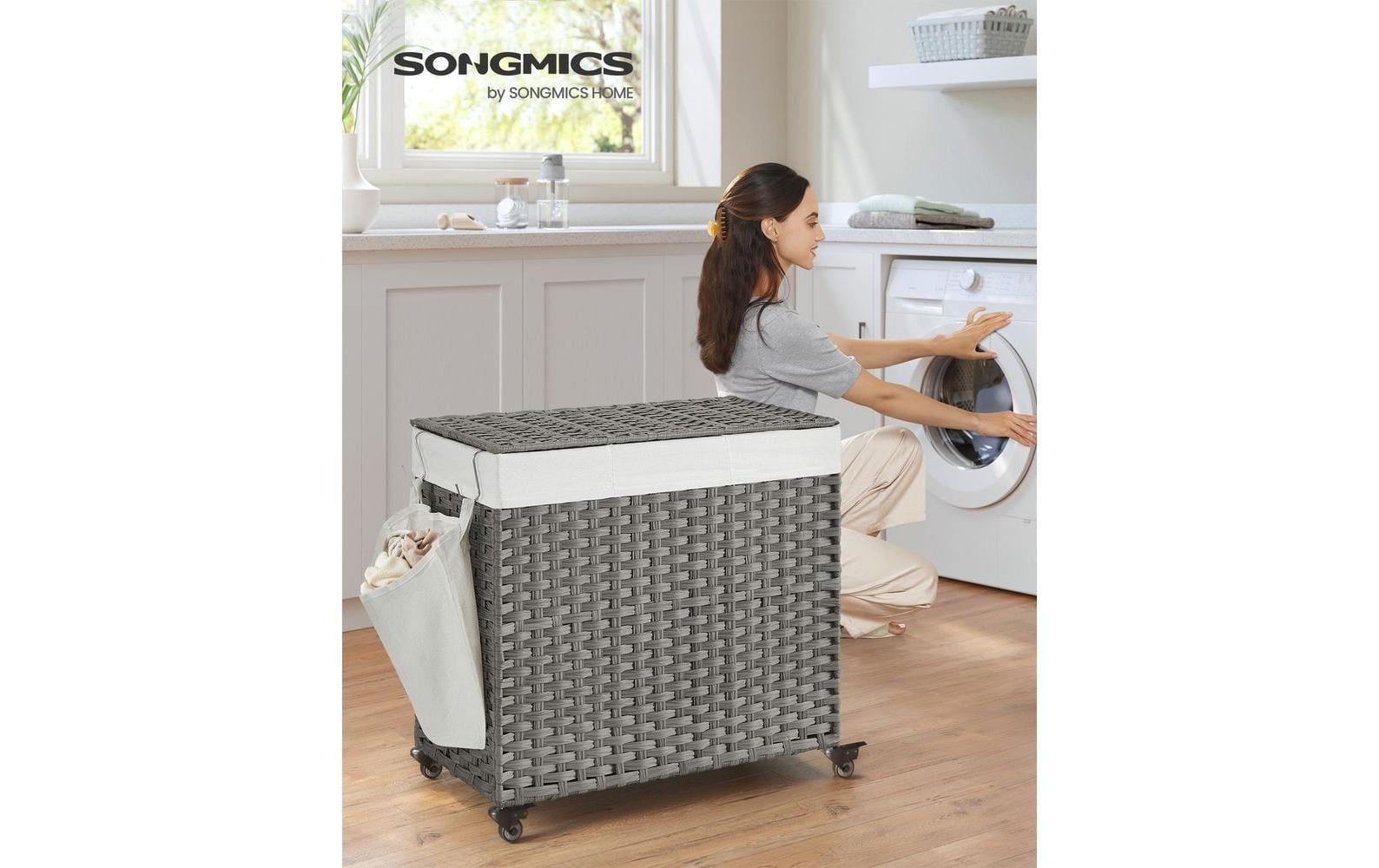SONGMICS Wäschekorb »auf Rollen 140 l, Grau«