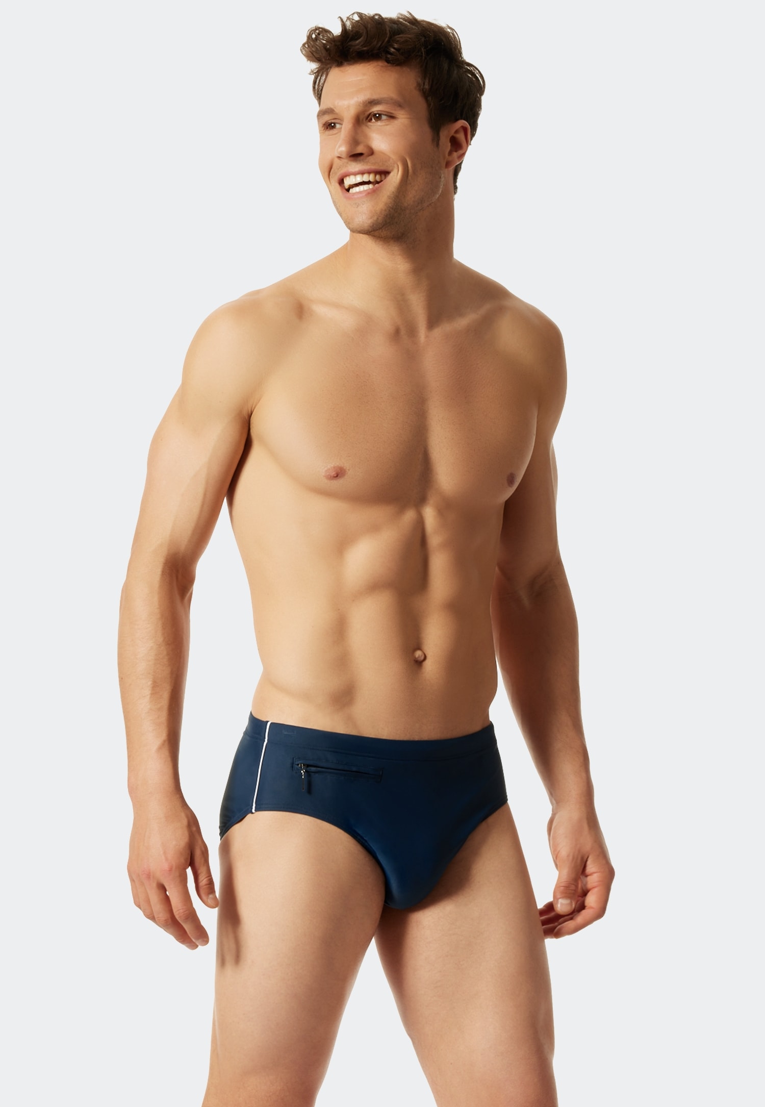 Schiesser Badeslip »"Nautical Casual"«, mit extra flacher Reissverschlusstasche
