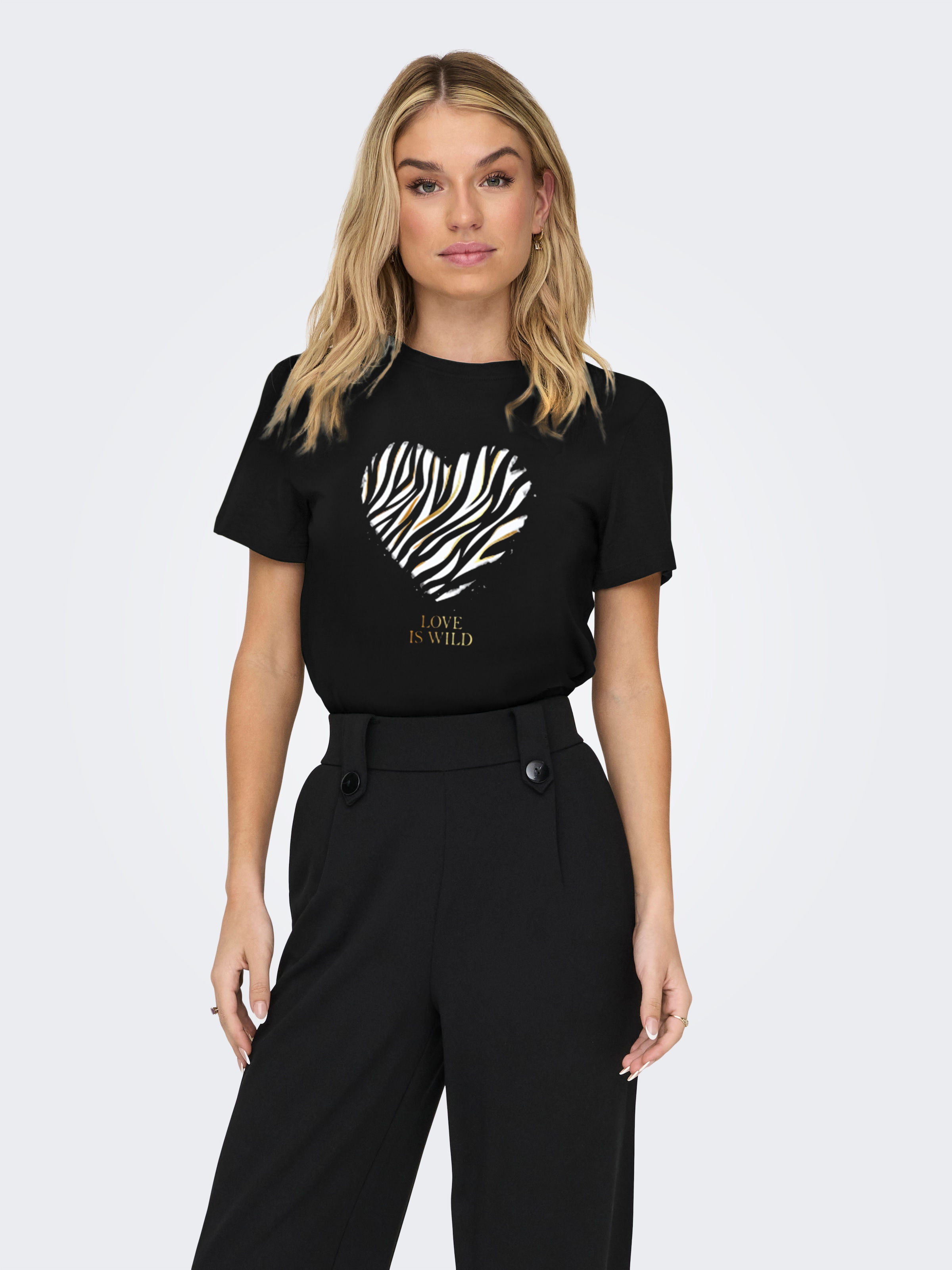 ONLY Kurzarmshirt »ONLKITA LIFE REG S/S MIX TOP CS JRS EX.« Baumwolle, regular fit, Rundhals, Regular Waist