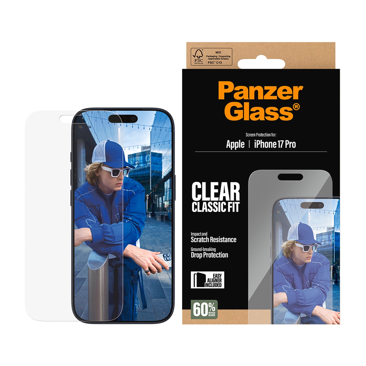 CARE by PanzerGlass Displayschutzglas »Classic Fit Screen Protector« für Apple iPhone 17 Pro Displayschutzfolie, Schutzfolie, Bildschirmschutz, kratz- & stossfest