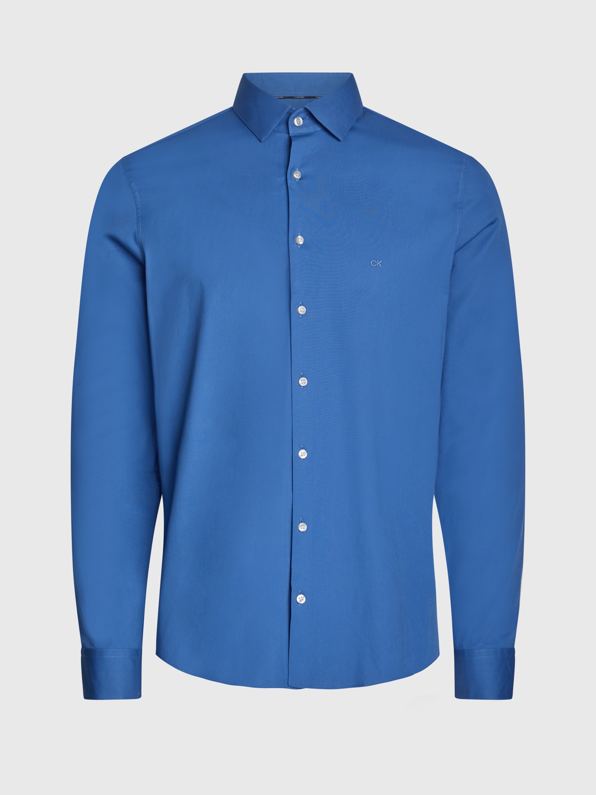 Calvin Klein Businesshemd »POPLIN STRETCH SLIM SHIRT«, mit Kentkragen, Logoprint auf Brusthöhe
