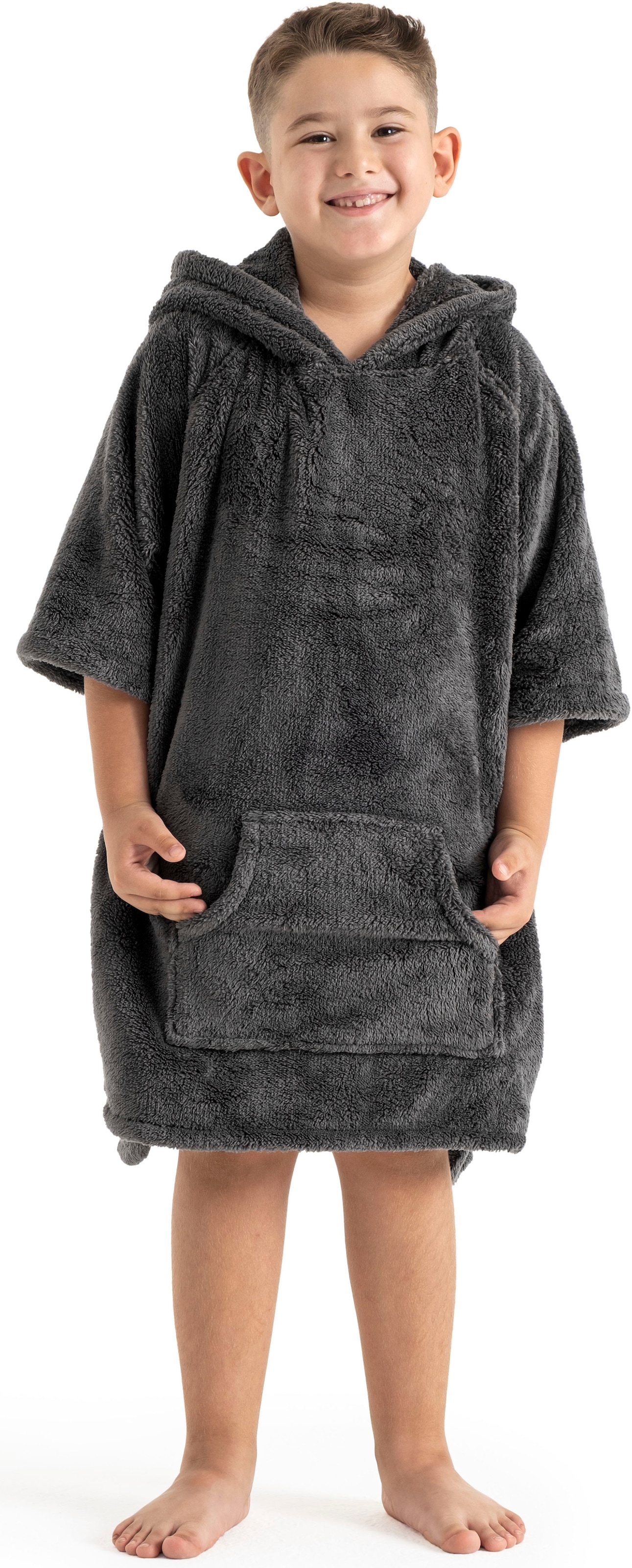 my home Badeponcho »Lillou, für Kinder, ideal für Urlaub oder im Schwimmbad«, (1 St.), weich und kuschelig, Fleece, plüsch, Surfponcho