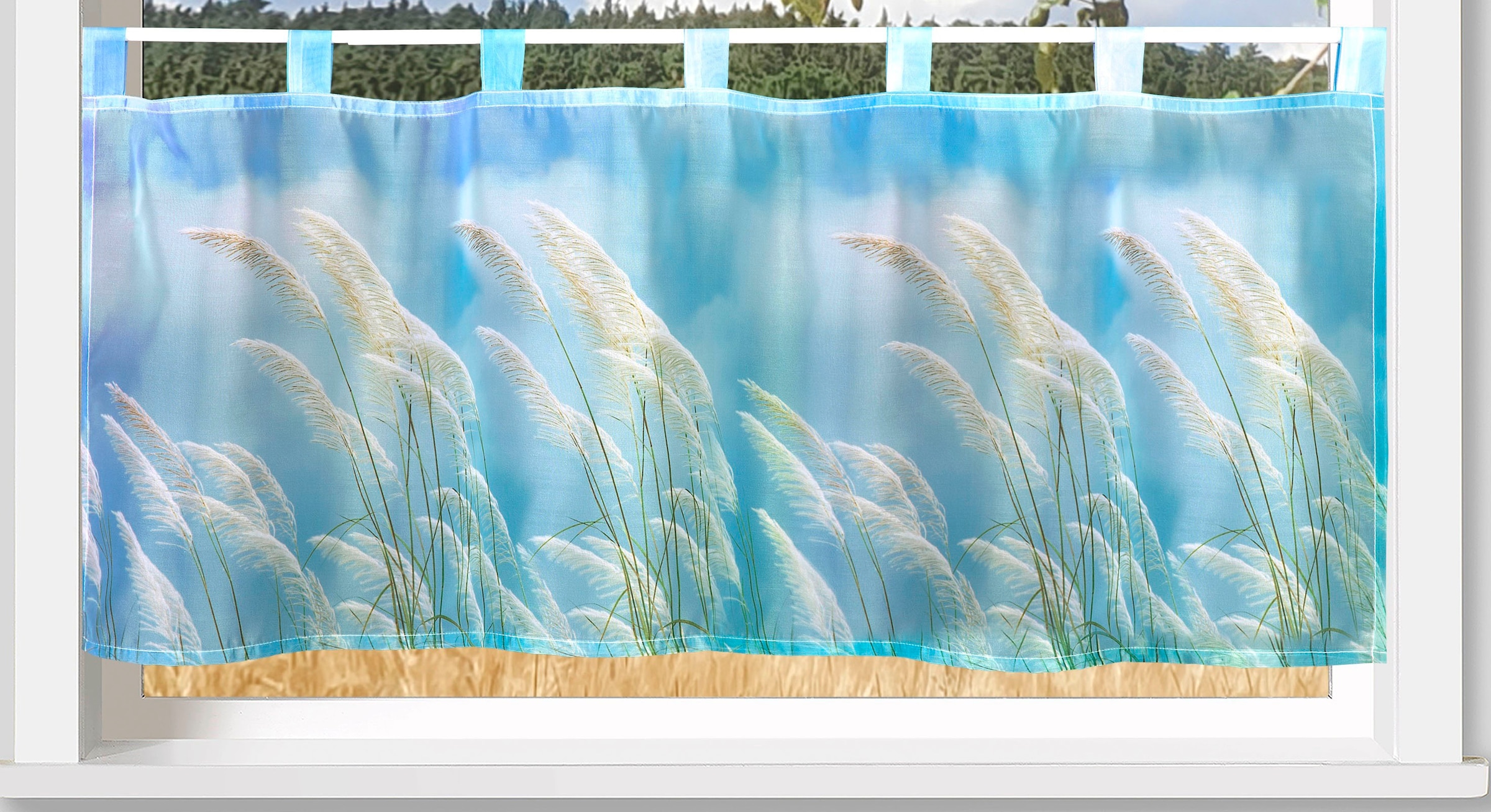 Weckbrodt Scheibengardine »Schilfgras«, (1 St.), Bistro, Voile, floral, transparent, HxB 45x120cm, Gardine, Store