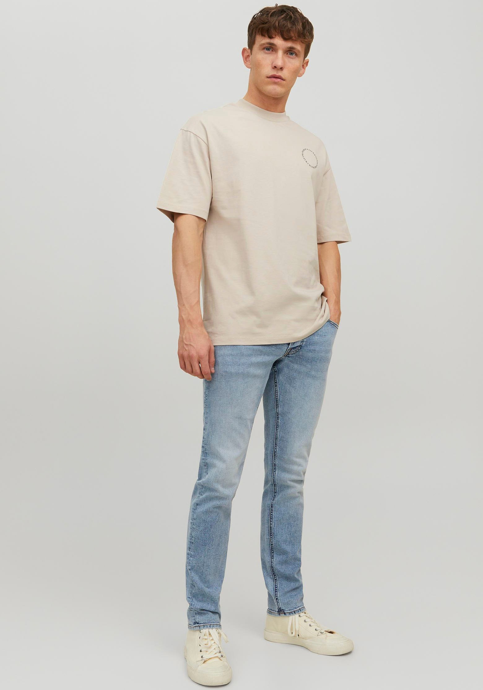 Jack & Jones Slim-fit-Jeans »JJIGLENN – Jeans mit Stretch und figurbetonter Silhouette«, Used, modisch, slim fit, Denim/Jeans