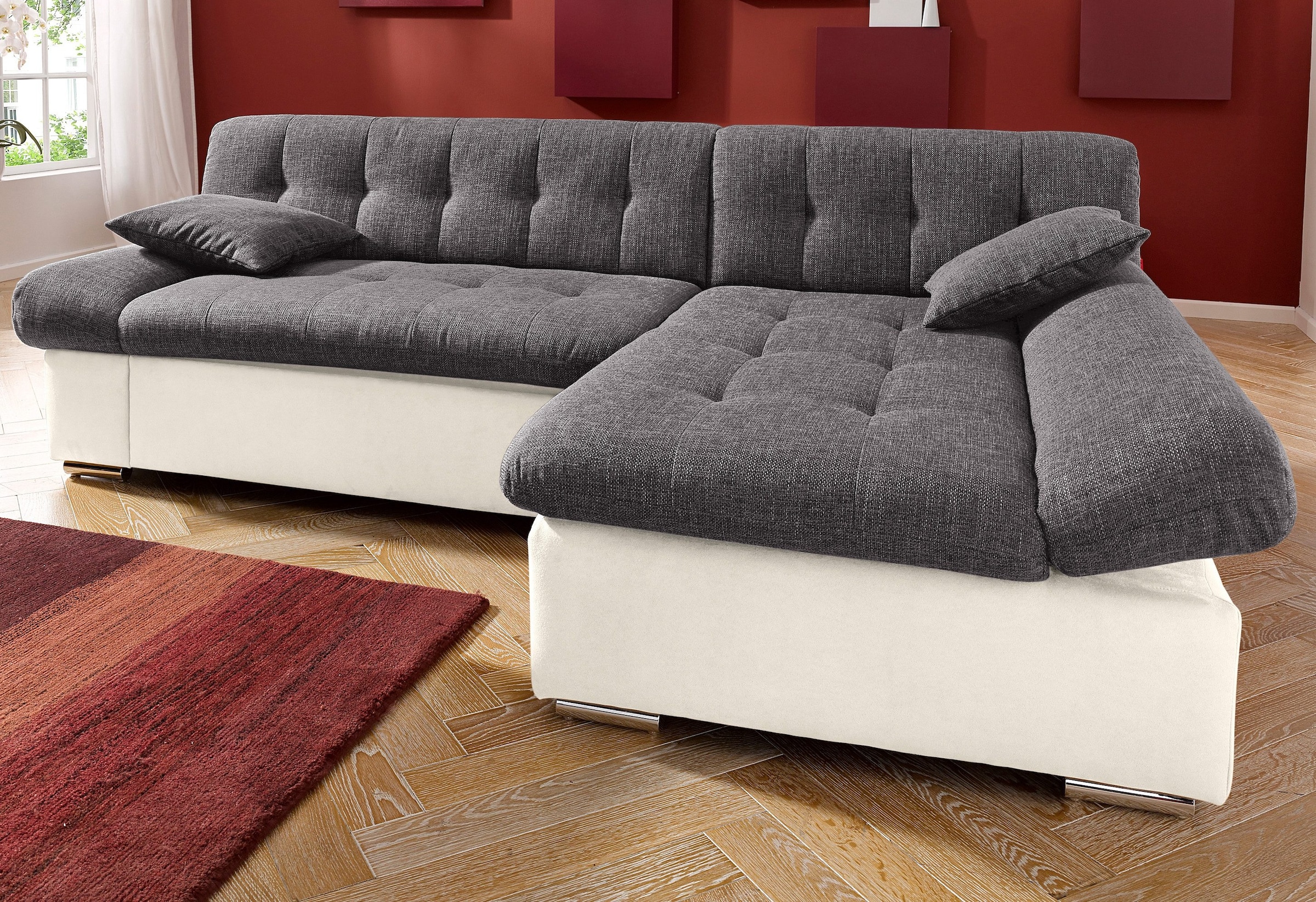 TRENDMANUFAKTUR Ecksofa »Reggae, modern und bequem, aktueller Materialmix, L-Form«, inkl. verstellbare Armlehne, wahlweise mit Bettfunktion