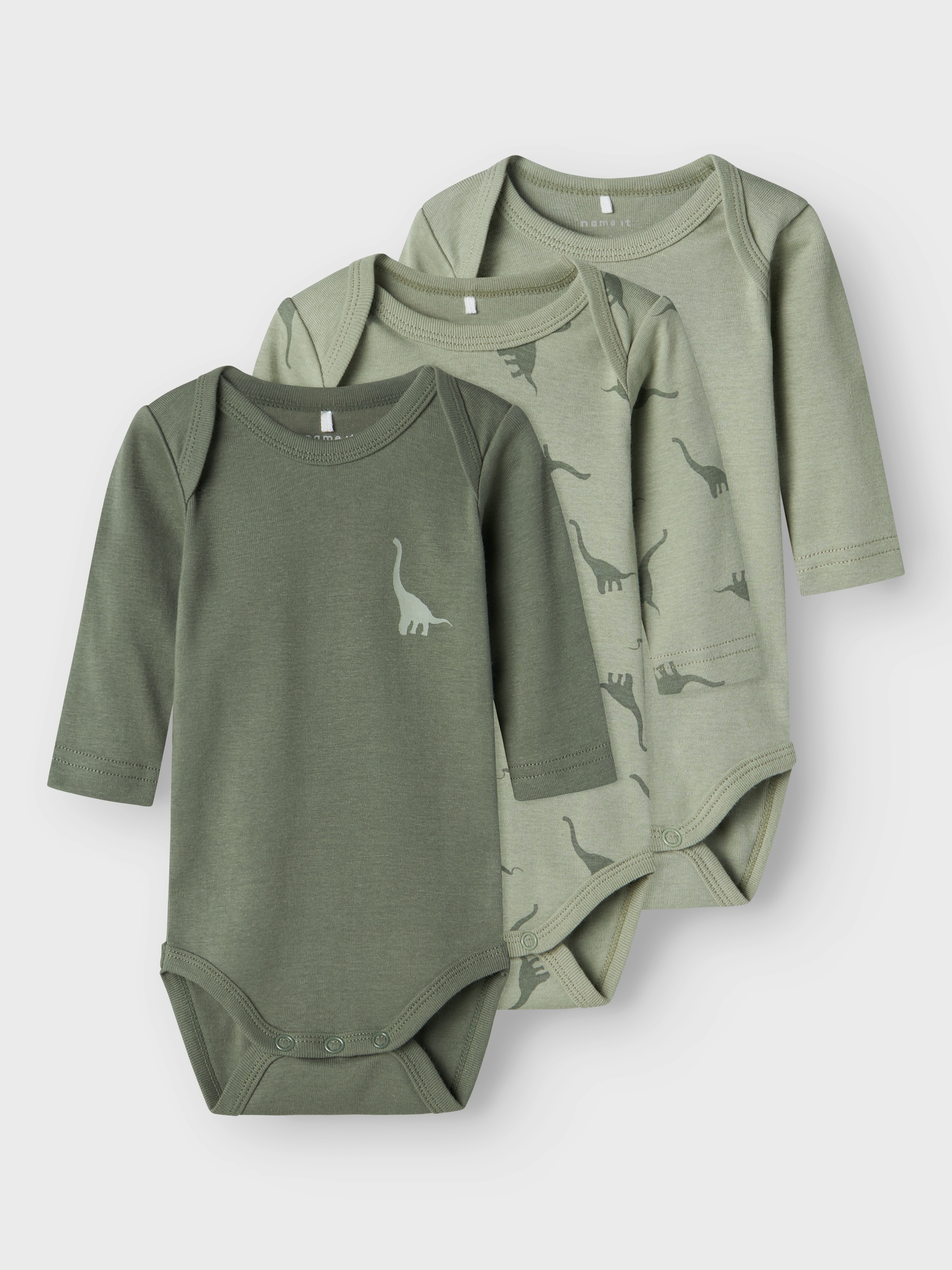 Name It Langarmbody »NBMBODY 3P LS GREEN DINO NOOS« Packung, 3 Stk.