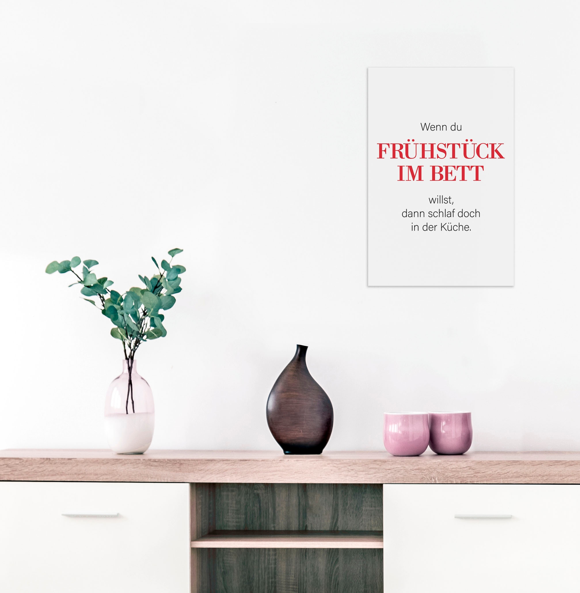 queence Wanddekoobjekt »FRÜHSTÜCK IM BETT«, Stahlschild, Blechschild, Spruch, Witzig, Wanddeko, retro, 20x30cm