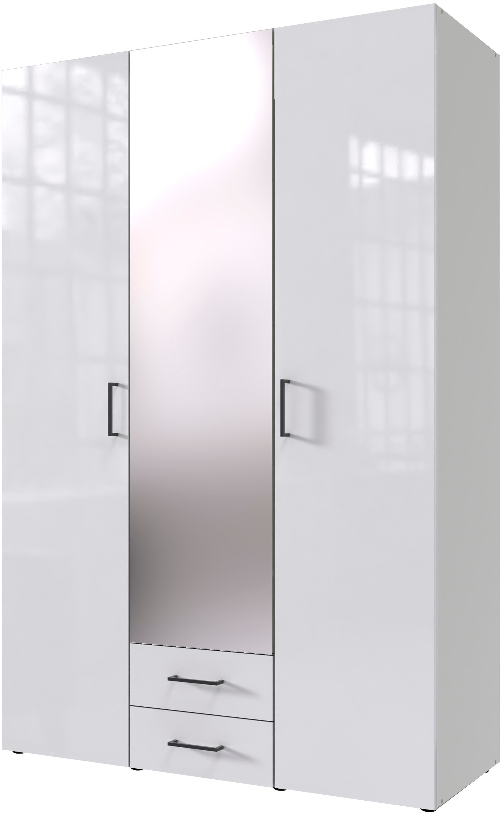 Wimex Drehtürenschrank "Mugano" mit langen oder kurzen Griffen aus Metall, wahlweise mit oder ohne Spiegel, mit Schubladen