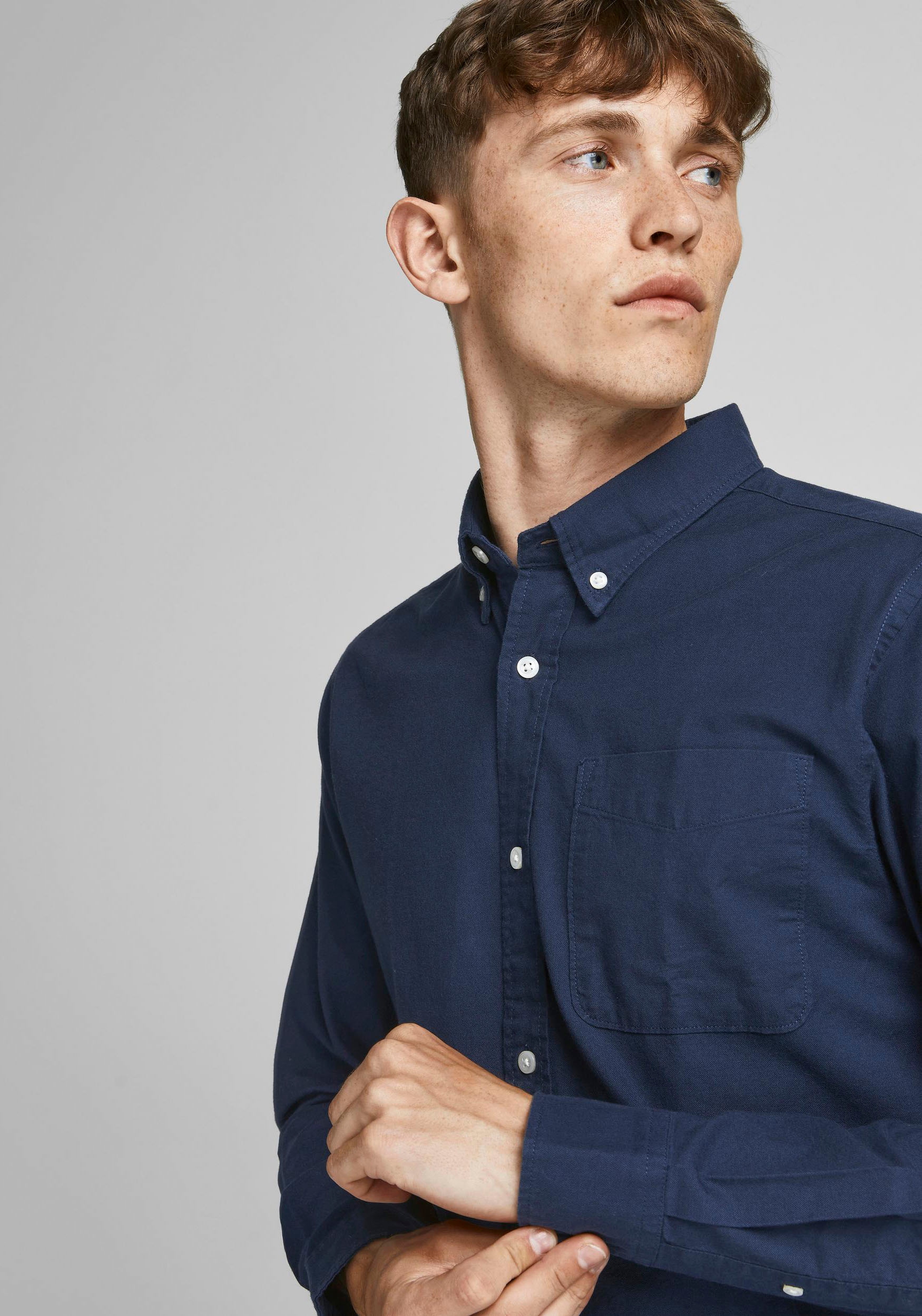 Jack & Jones Langarmhemd »BROOK OXFORD«, mit Button-Down Kragen