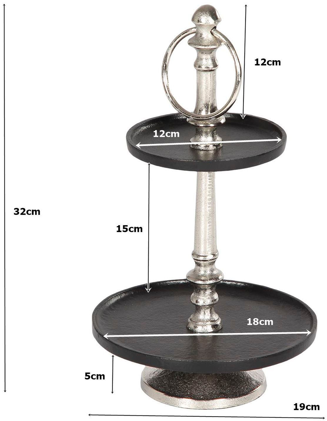 Ambiente Haus Etagere »Etagere 2 Stufen Silberfarben und Schwarz«, (1 tlg.)
