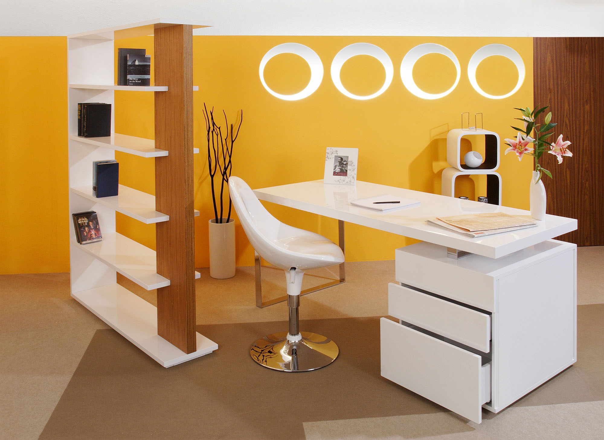 SalesFever Schreibtisch "Varberg - Arbeitsplatz Deluxe Design-Laptoptisch" Mit praktischen 3 Schubladen-Container inklusive
