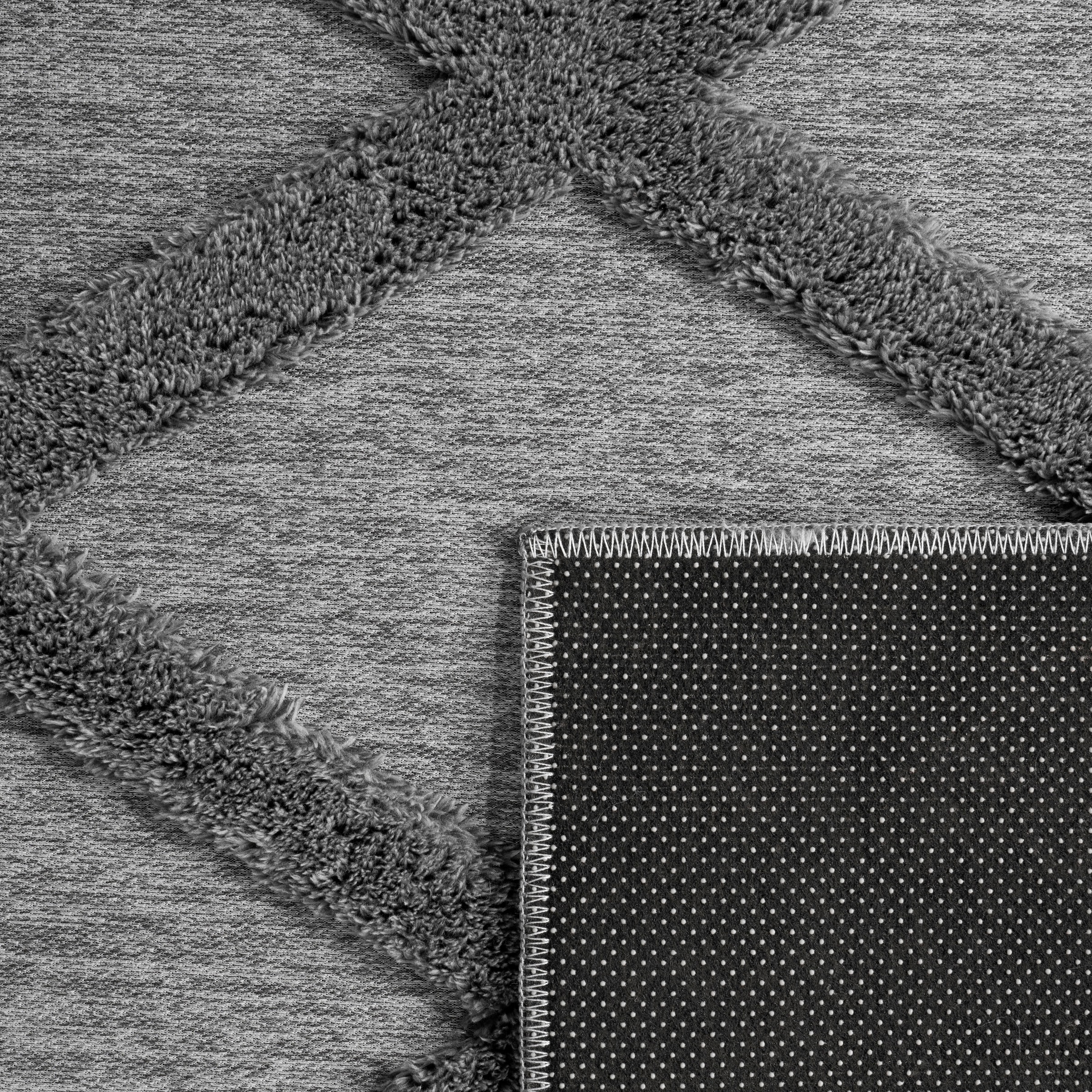Paco Home Teppich »Utrecht 642«, rechteckig, 4 mm Höhe, Kurzflor, Uni Farben, 3D-Design, Rauten Muster, Hoch-Tief Effekt