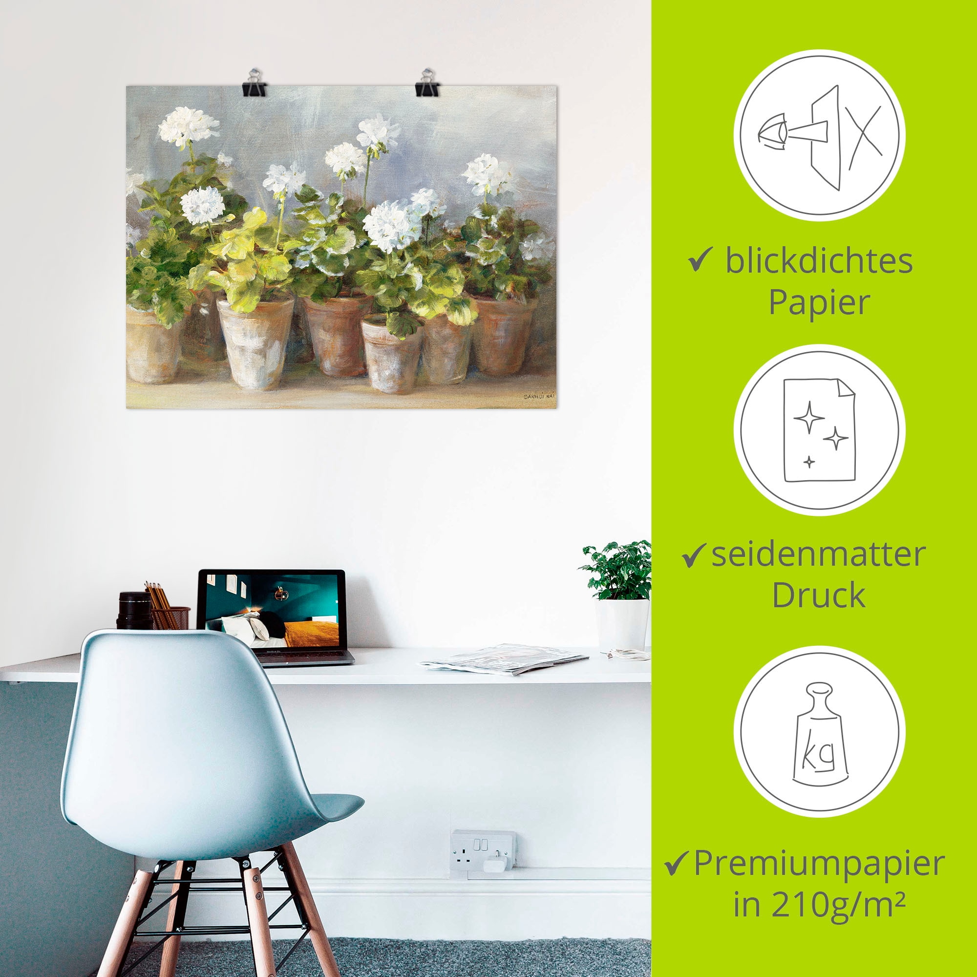 Artland Wandbild »Weisse Geranien«, Blumen, (1 St.), als Leinwandbild, Poster in verschied. Grössen