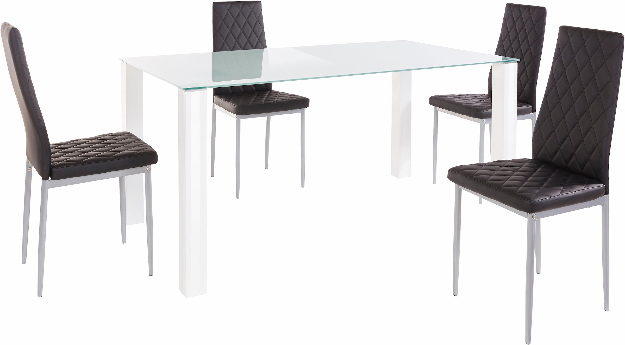INOSIGN Essgruppe, (Set, 5 tlg.), 160 cm breiter Glastisch, verschiedene  Farbvarianten der Stuhlbezüge online bestellen | Jelmoli-Versand
