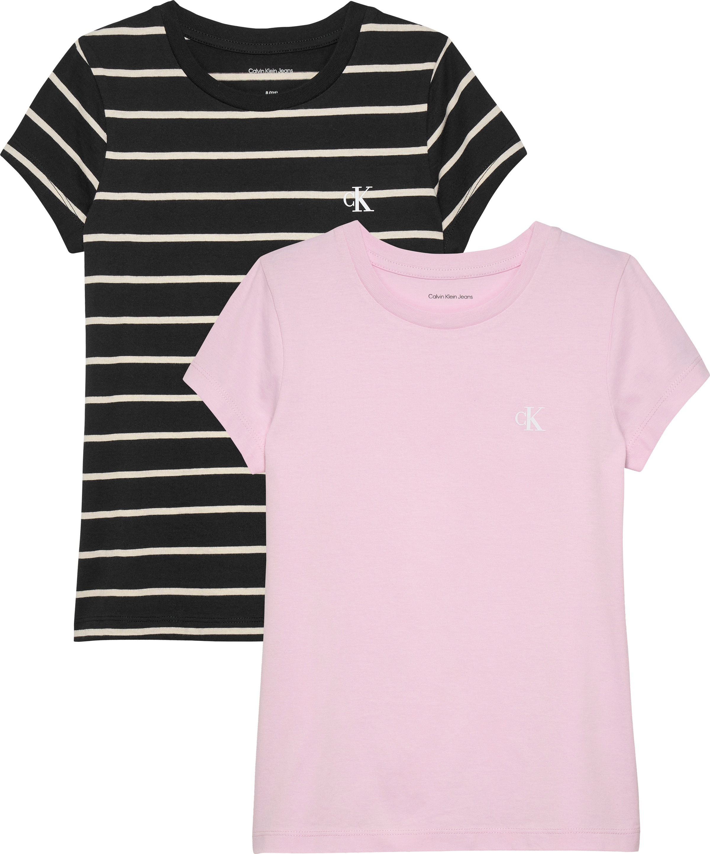 Calvin Klein Jeans T-Shirt »2-PACK STRIPE SLIM SS T-SHIRT« Packung, 2er, für Kinder bis 16 Jahre, unifarben & geringelt