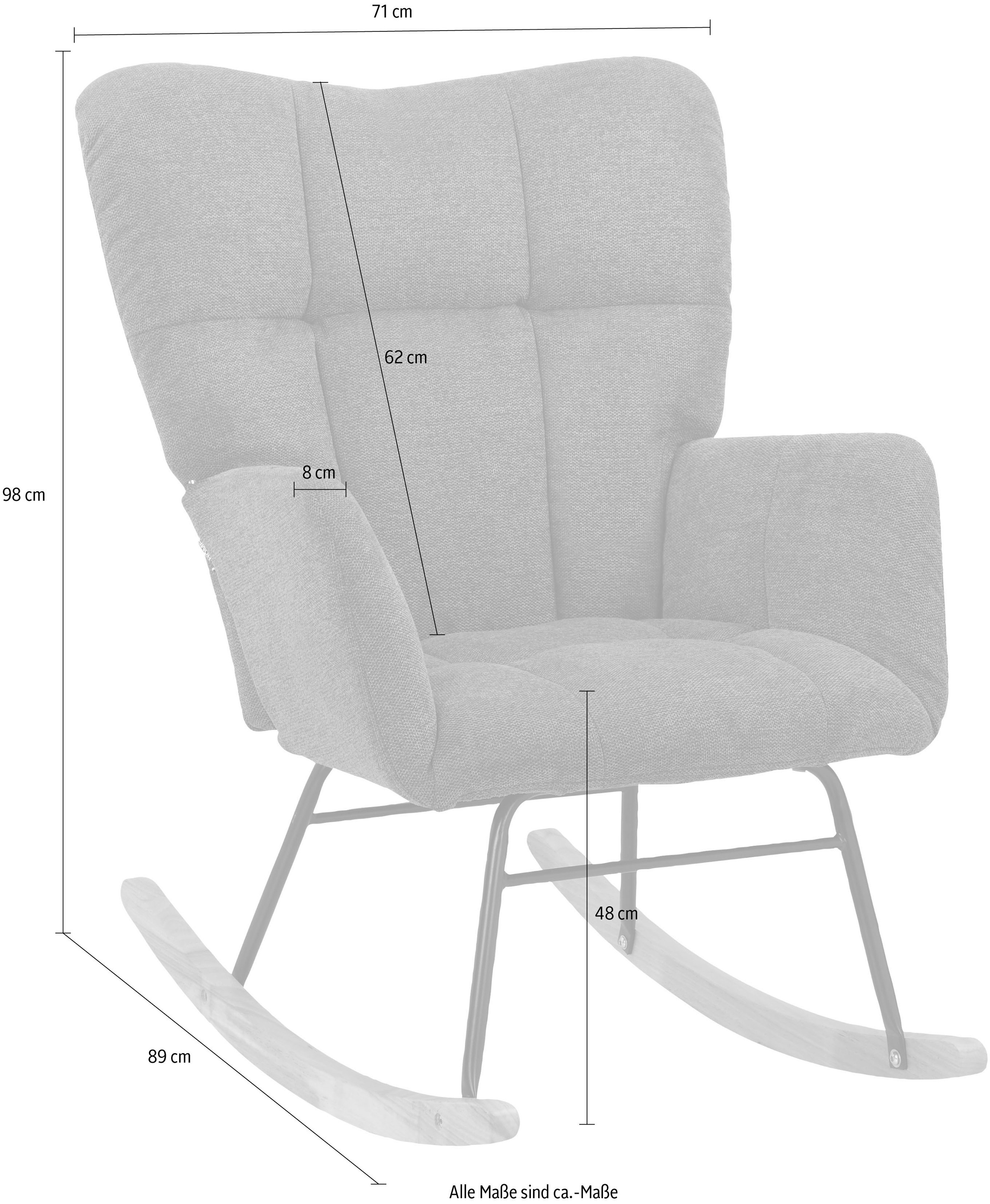 INOSIGN Schaukelsessel »Anika«, (1 St.), Sitz und Rücken gepolstert, Beine aus Metall und Holz, Sitzhöhe 48 cm