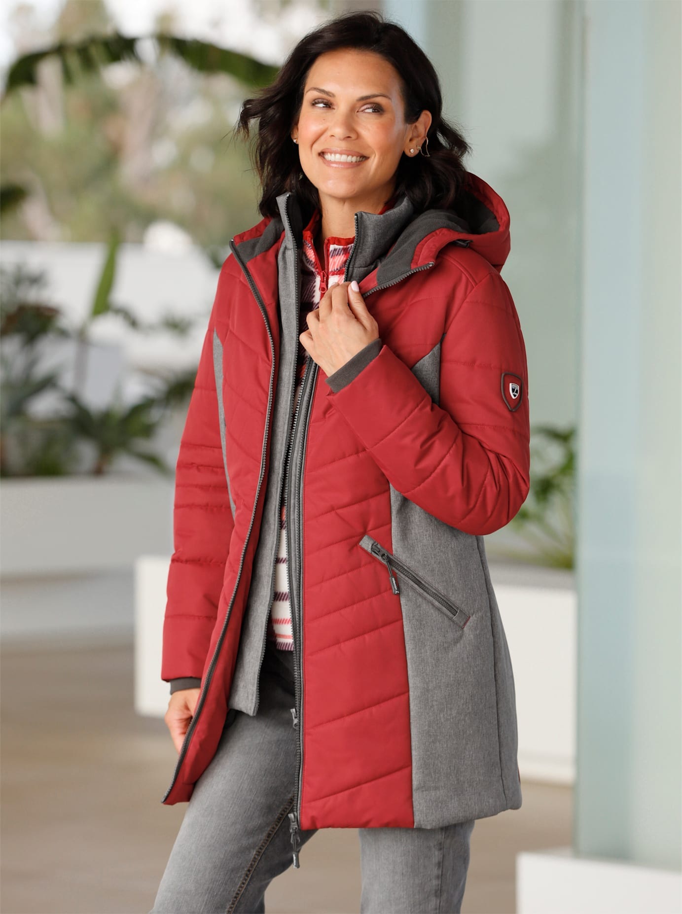 Casual Looks Langjacke mit Kapuze