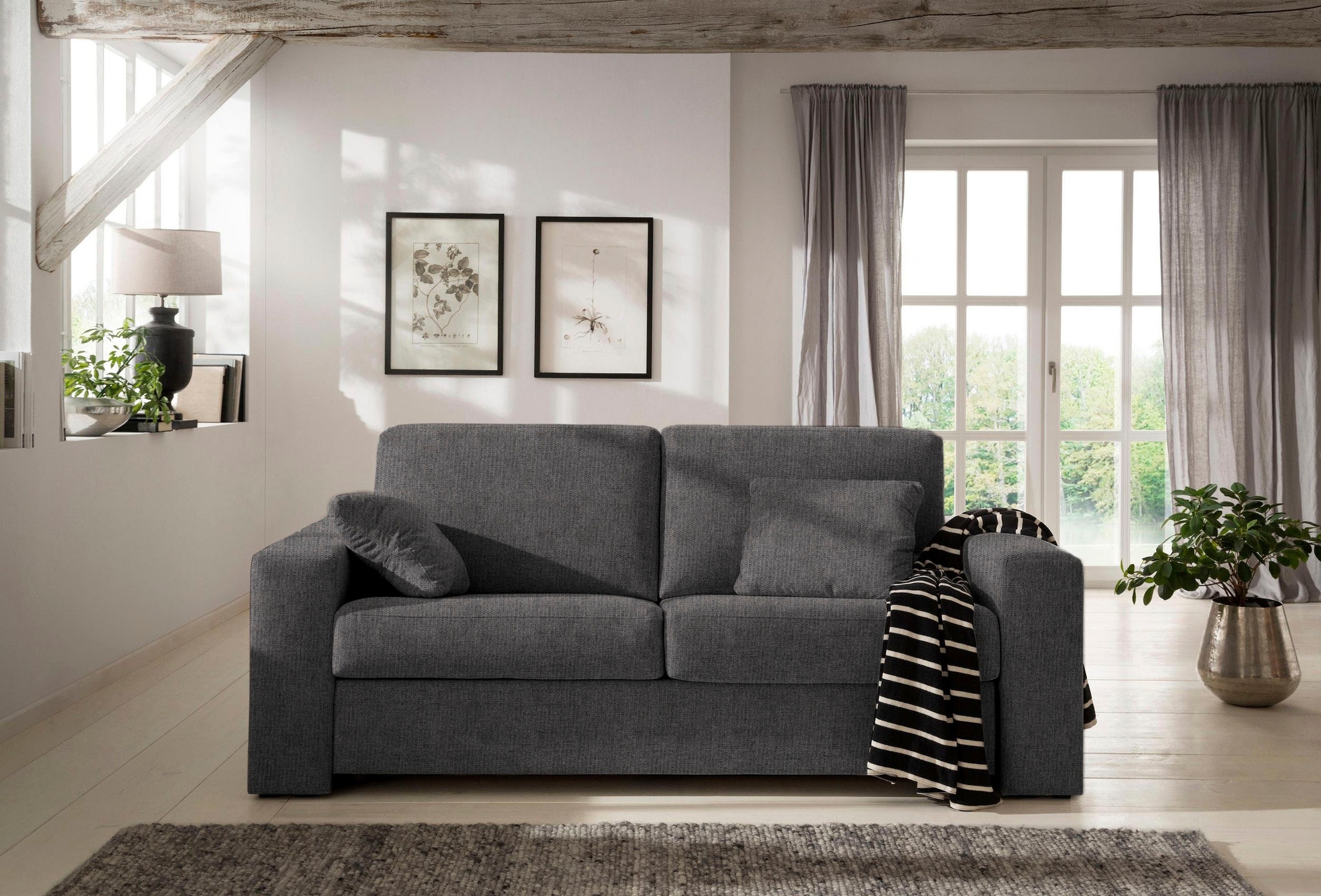 Home affaire Schlafsofa »Roma Matratzenhöhe 14 cm«, Dauerschlaffunktion, mit Unterfederung, Lattenrost, Matratze
