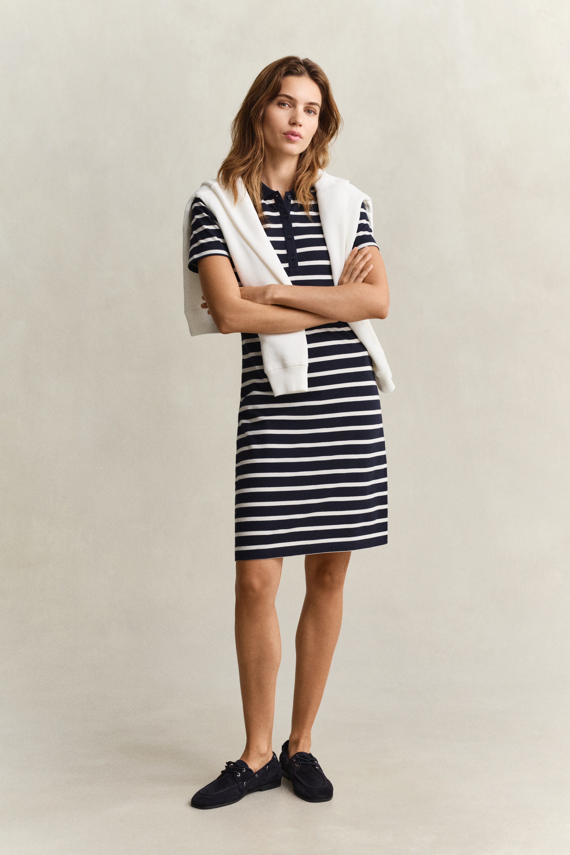 Gant Polokleid "SLIM STRIPED PIQUE POLO" Ohne Tasche Slim fit mit Polokragen