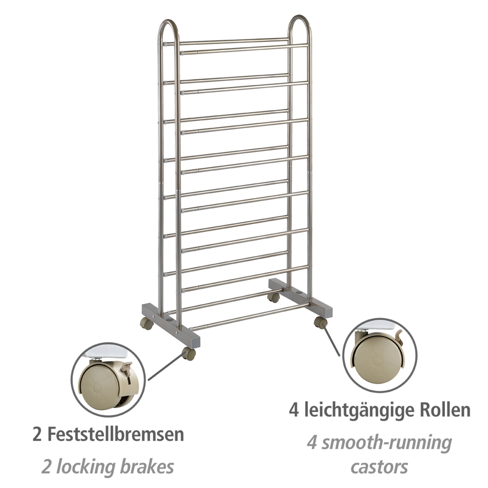 WENKO Schuhregal »Modell Giant«, für bis zu 42 Paar Schuhe, ausziehbar und fahrbar, mit 4 Rollen