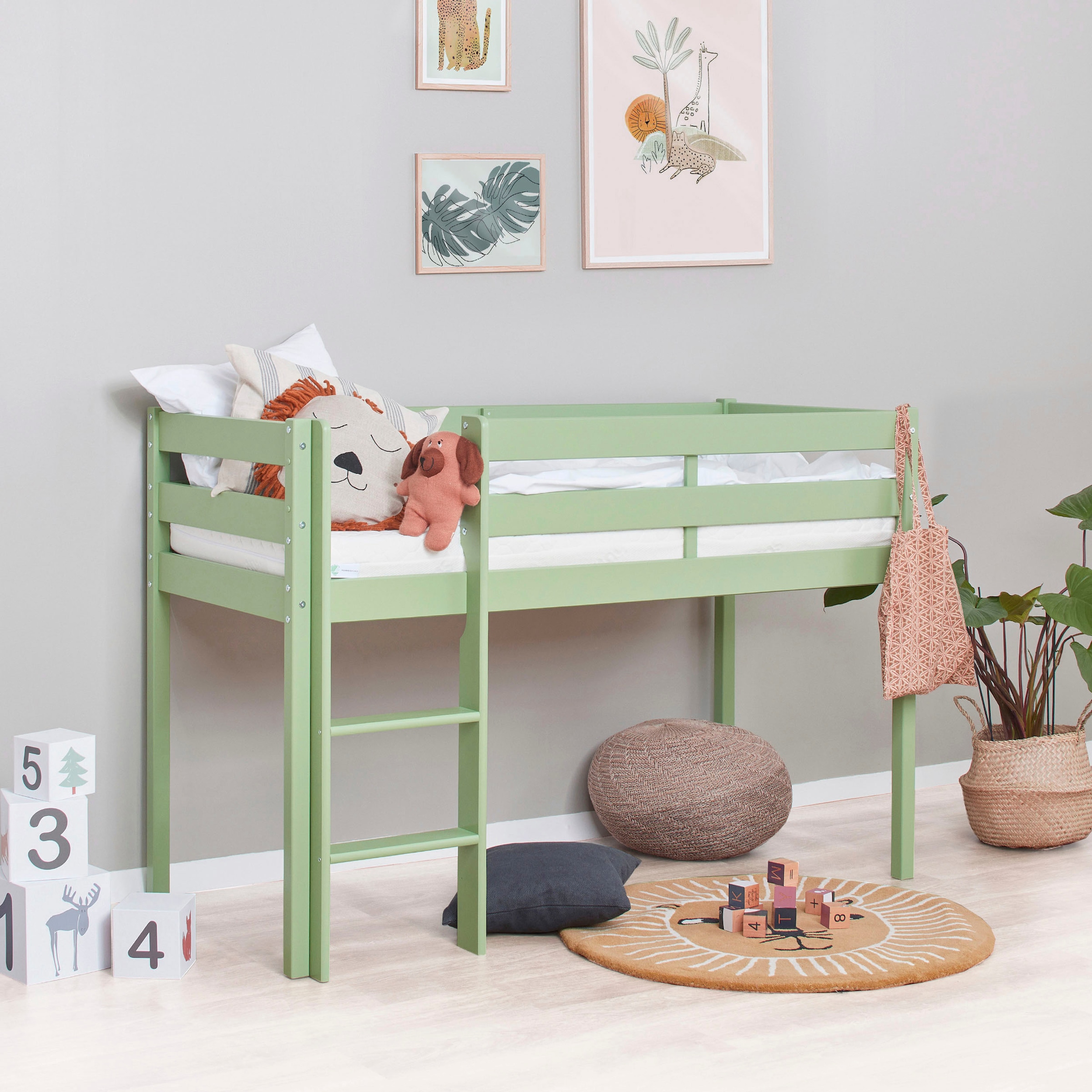 Hoppekids Spielbett »ECO COMFORT, Hochbett, in 2 Einzelbetten teilbar«, Höhe 72cm, Farbe & Grösse & Matratze
