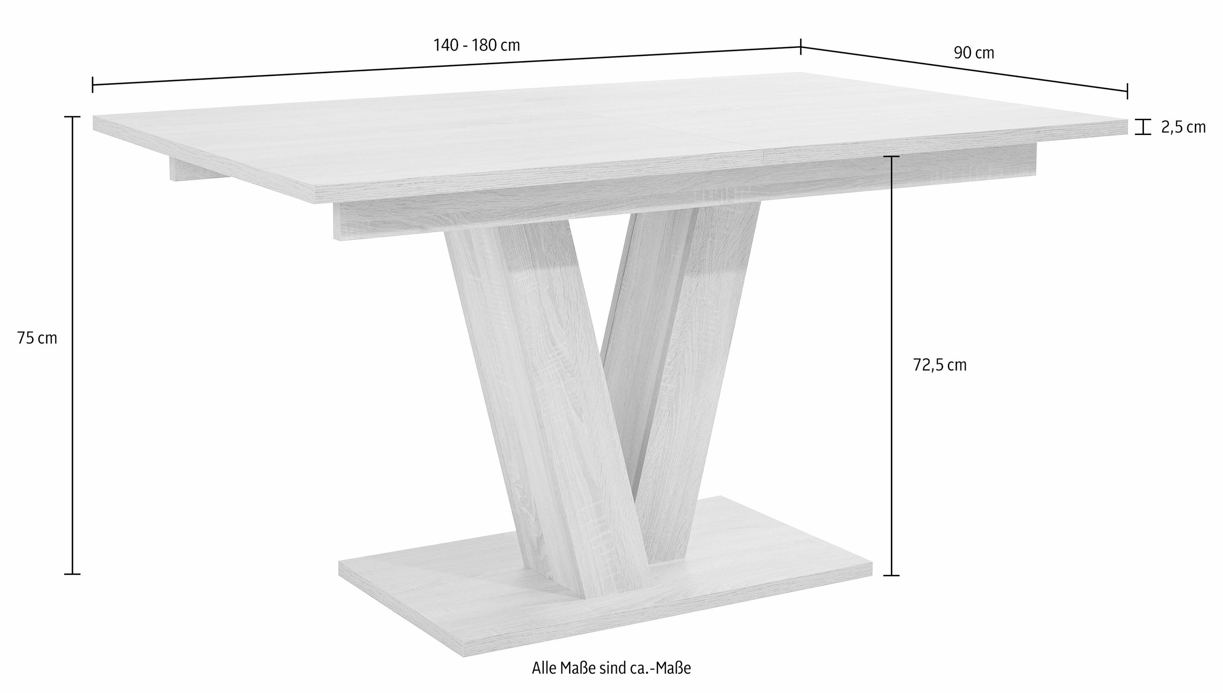 Homexperts Esstisch, Breite 140 cm, mit Auszugsfunktion