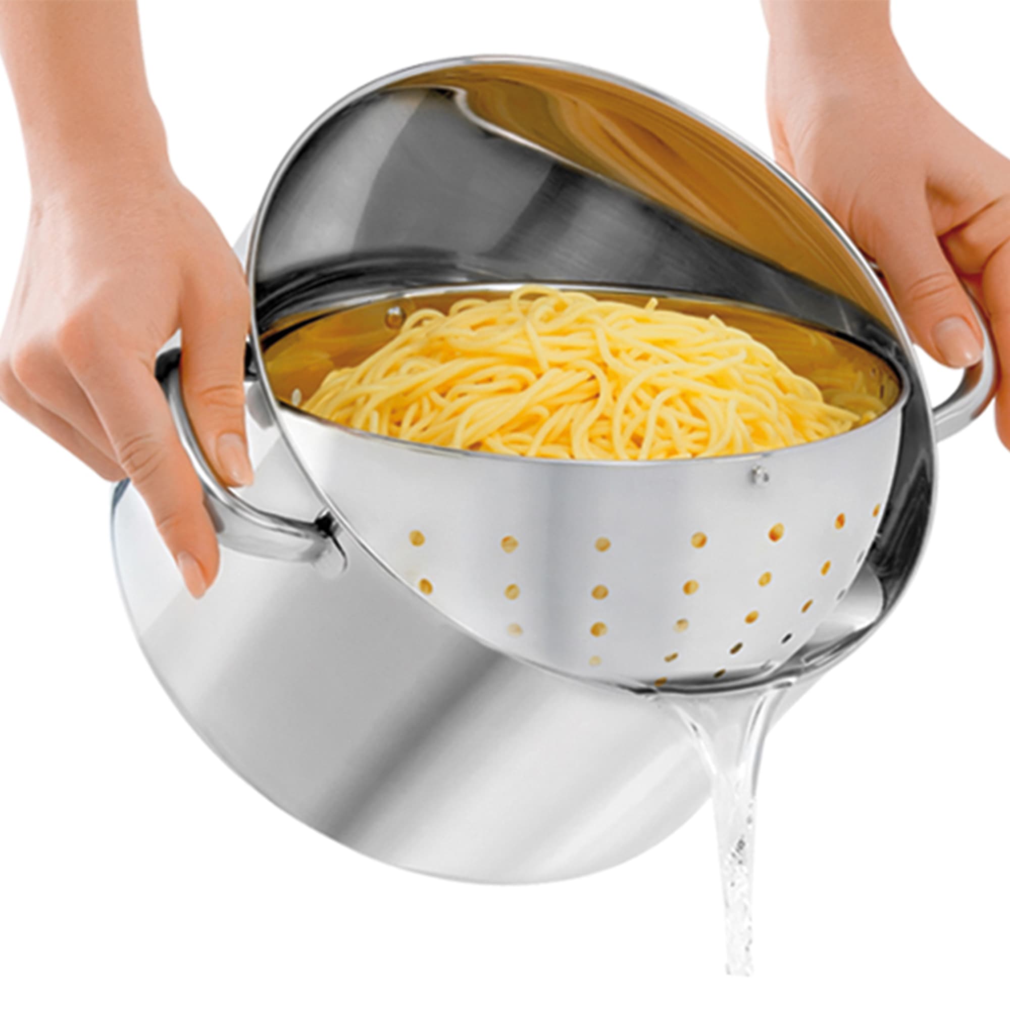 BEYOND Topf-Set, Edelstahl 18/8, (Set, 3 tlg., 1 Kochtopf mit Glasdeckel Ø 24 cm, 1 Siebeinsatz Ø 21,5 cm), Kochen,Braten,Schmoren,Backen,Dünsten,Dämpfen,Blanchieren,Induktion