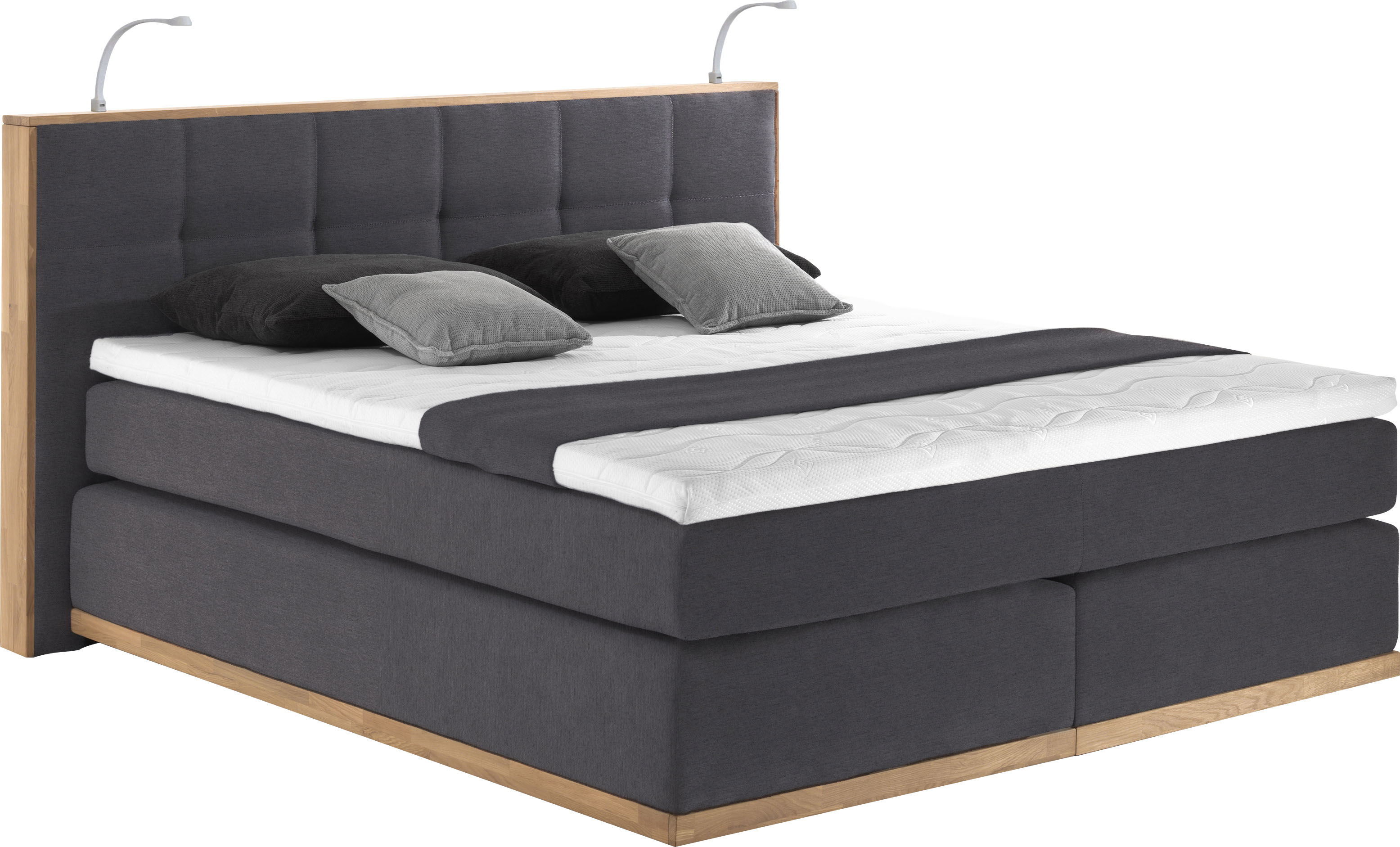 Home affaire Boxspringbett "Vinton" aus Eiche, mit LED-Beleuchtung, verschiedene Härtegrade (auch H4)