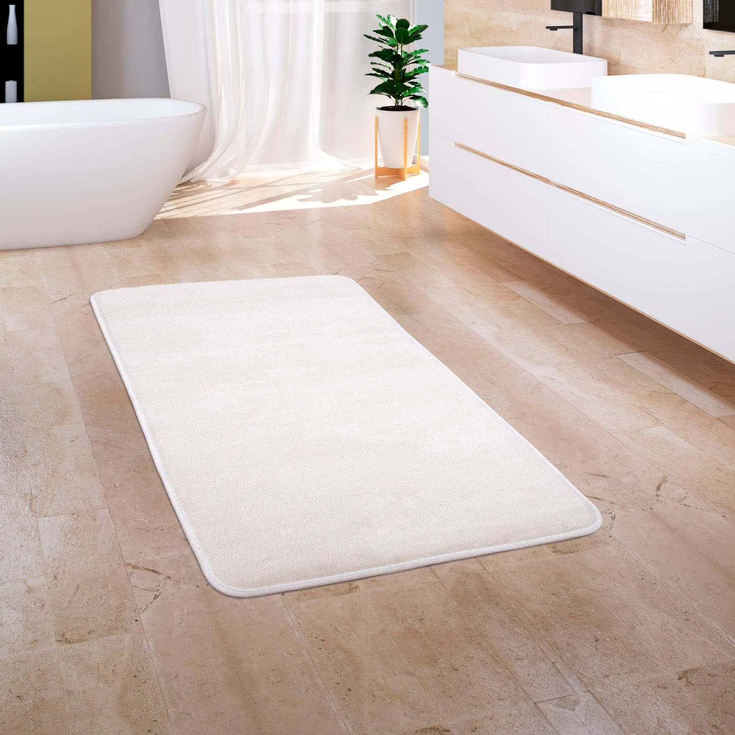 Paco Home Badematte »Corby 255, Memory-Schaum Effekt«, rutschhemmend beschichtet, fussbodenheizungsgeeignet, Badteppich, Uni Farben