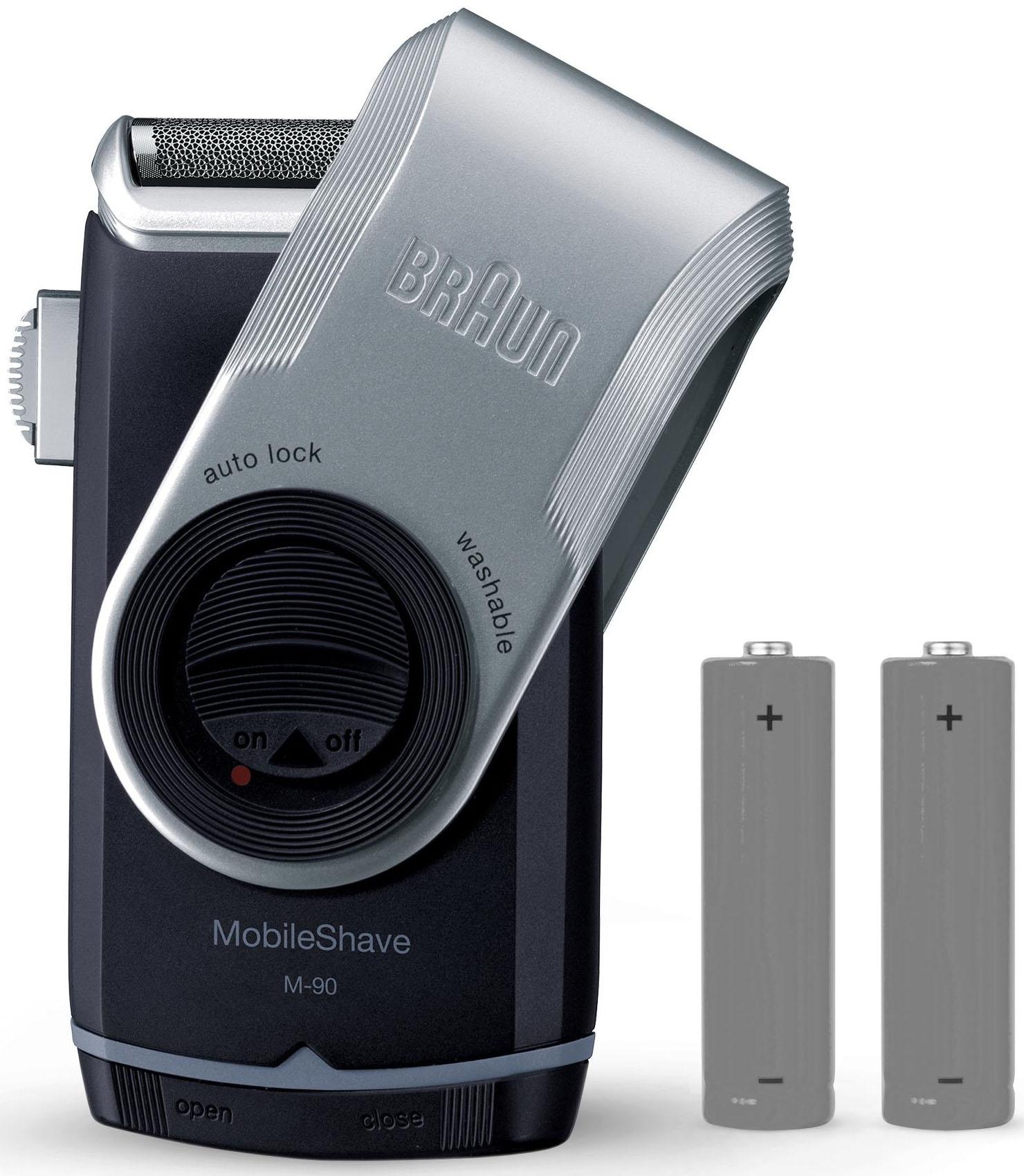 Braun Elektrorasierer »M90«, Langhaartrimmer, PocketGo MobileShave Reiserasierer