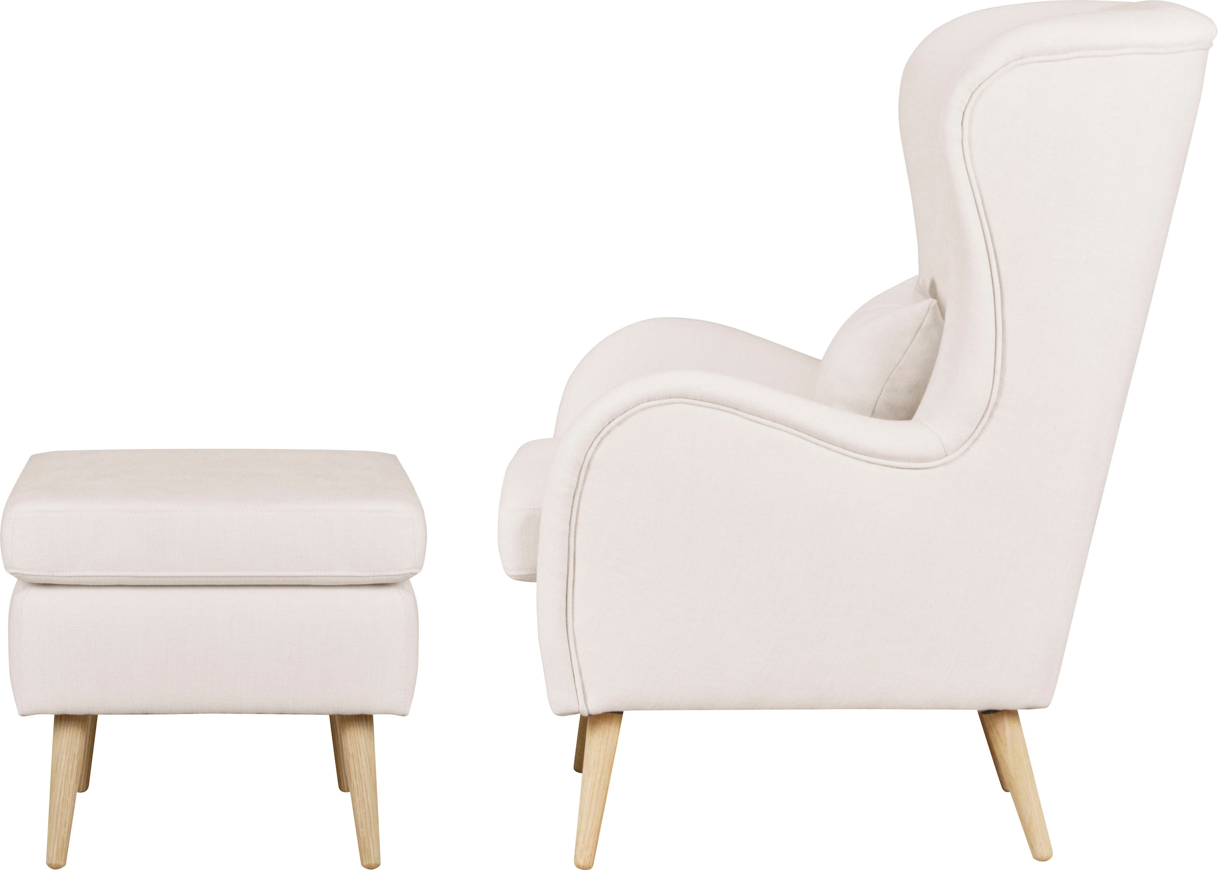 Guido Maria Kretschmer Home&Living Sessel »Salla auch in Fellimitat und Feincord, viele Bezugsarten, Ohrensessel«, wahlweise mit oder ohne Hocker; grosser Sessel: Masse B/T/H: 78/94/118cm