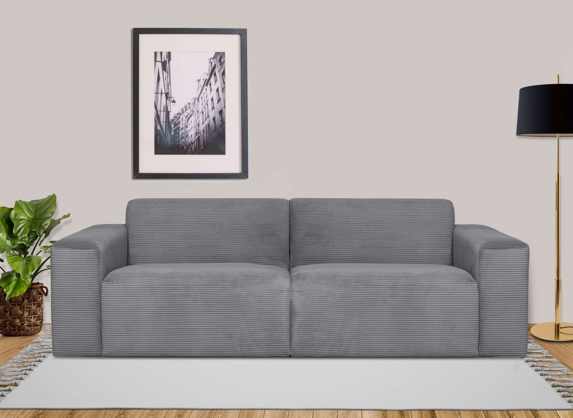 INOSIGN 3-Sitzer »Koa, 228 cm, Modulsofa in Webstoff, Cord«, Designsofa, weicher Lounge-Sitzkomfort, Welleunterfederung, bodentief