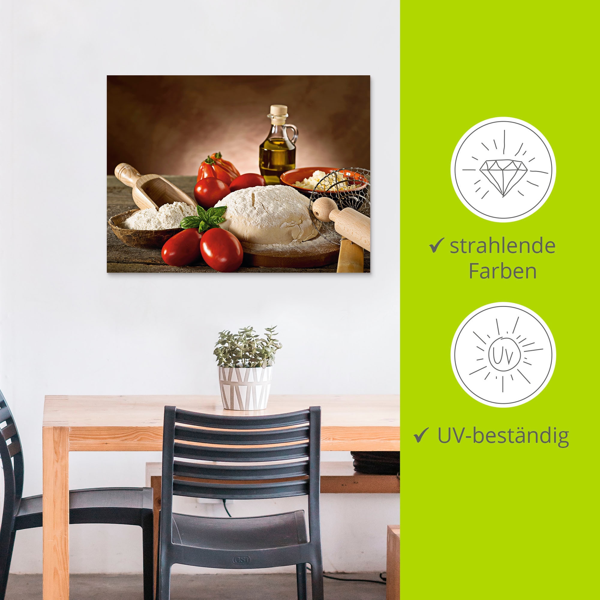 Artland Wandbild »Teig für Pizza«, Lebensmittel, (1 St.), als Alubild, Outdoorbild, Leinwandbild, Poster in verschied. Grössen