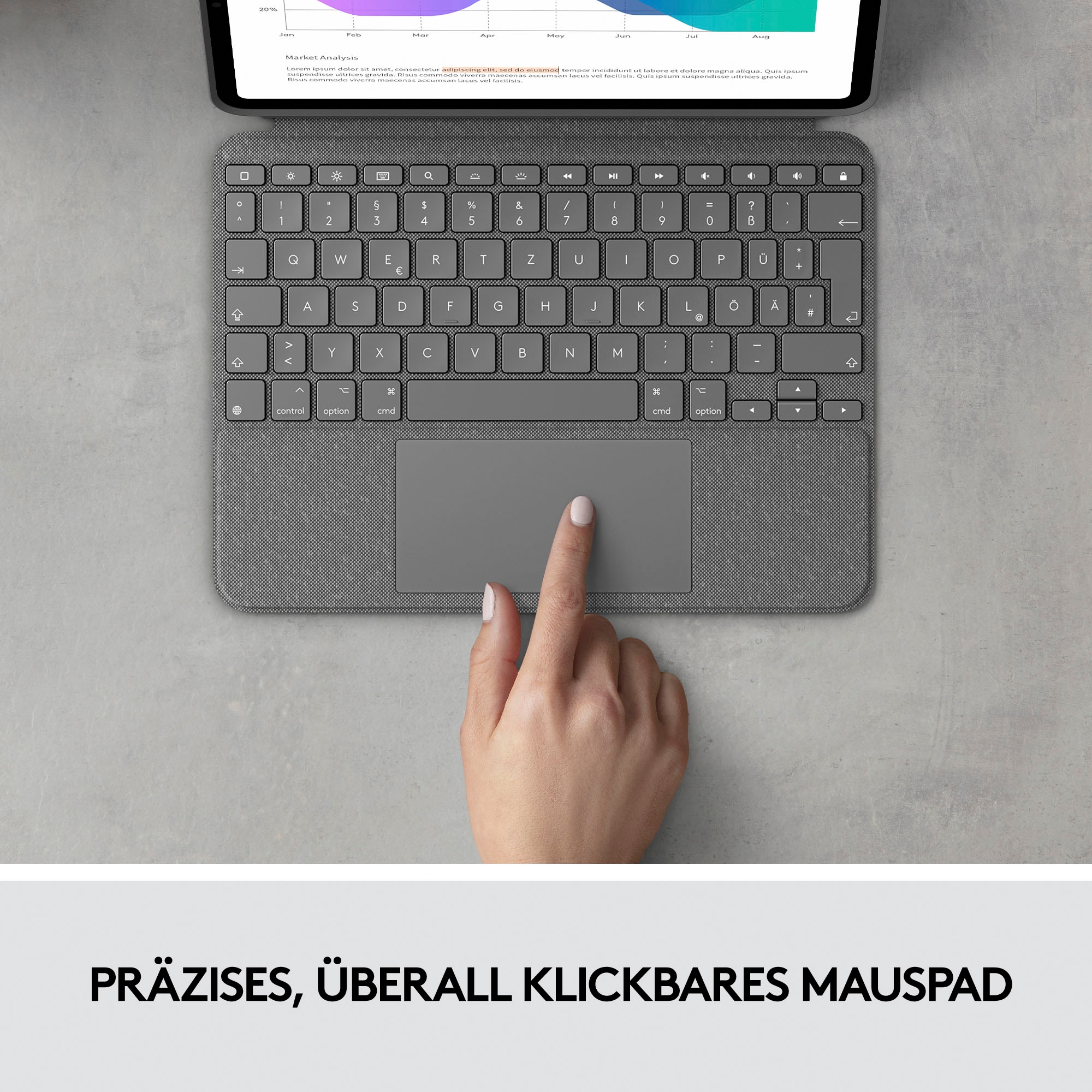 Logitech iPad-Tastatur »Combo Touch iPad Pro 11 Zoll«, (ausklappbare Füsse-Multimedia-Tasten)